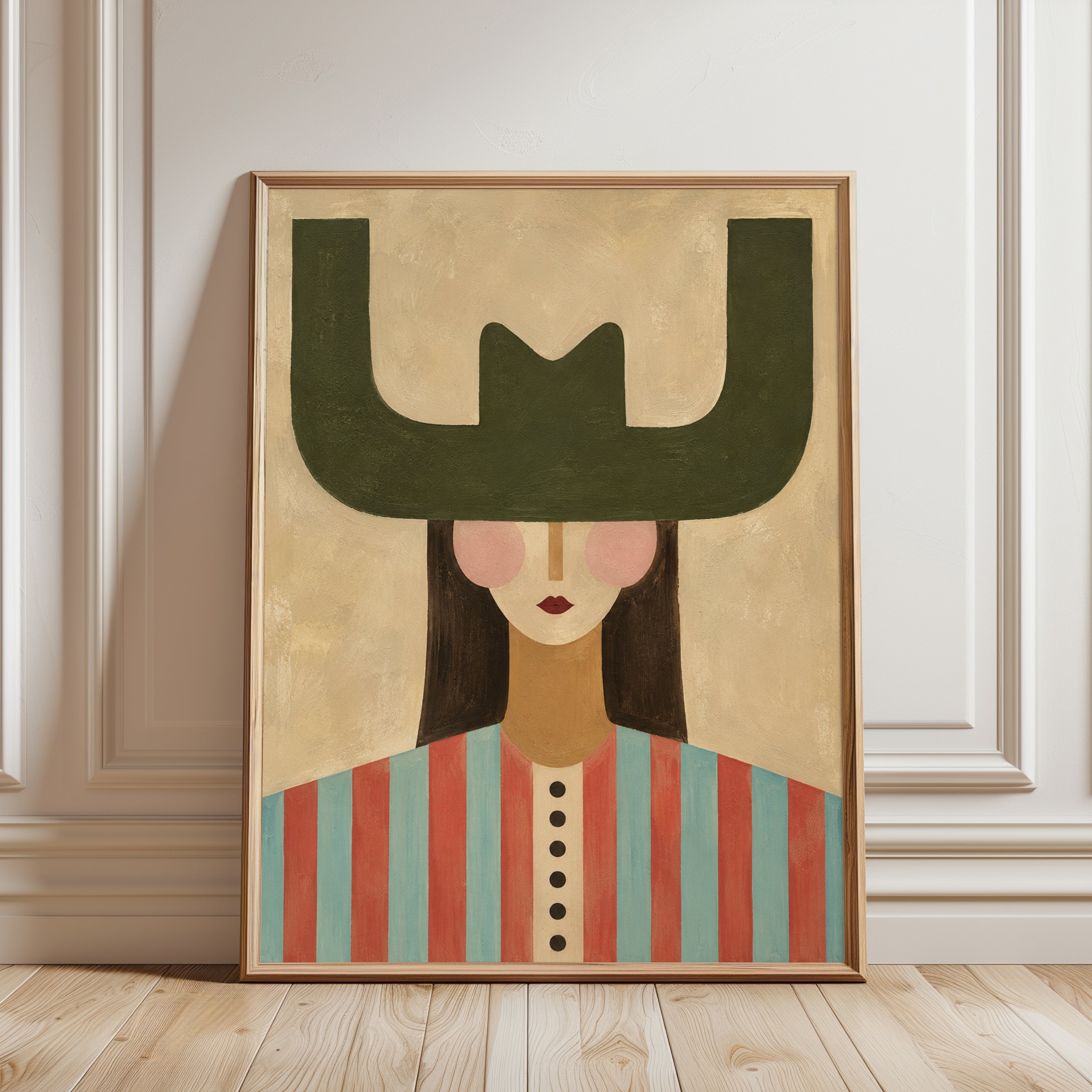 Mid Century Modern Portrait Print - framed detail