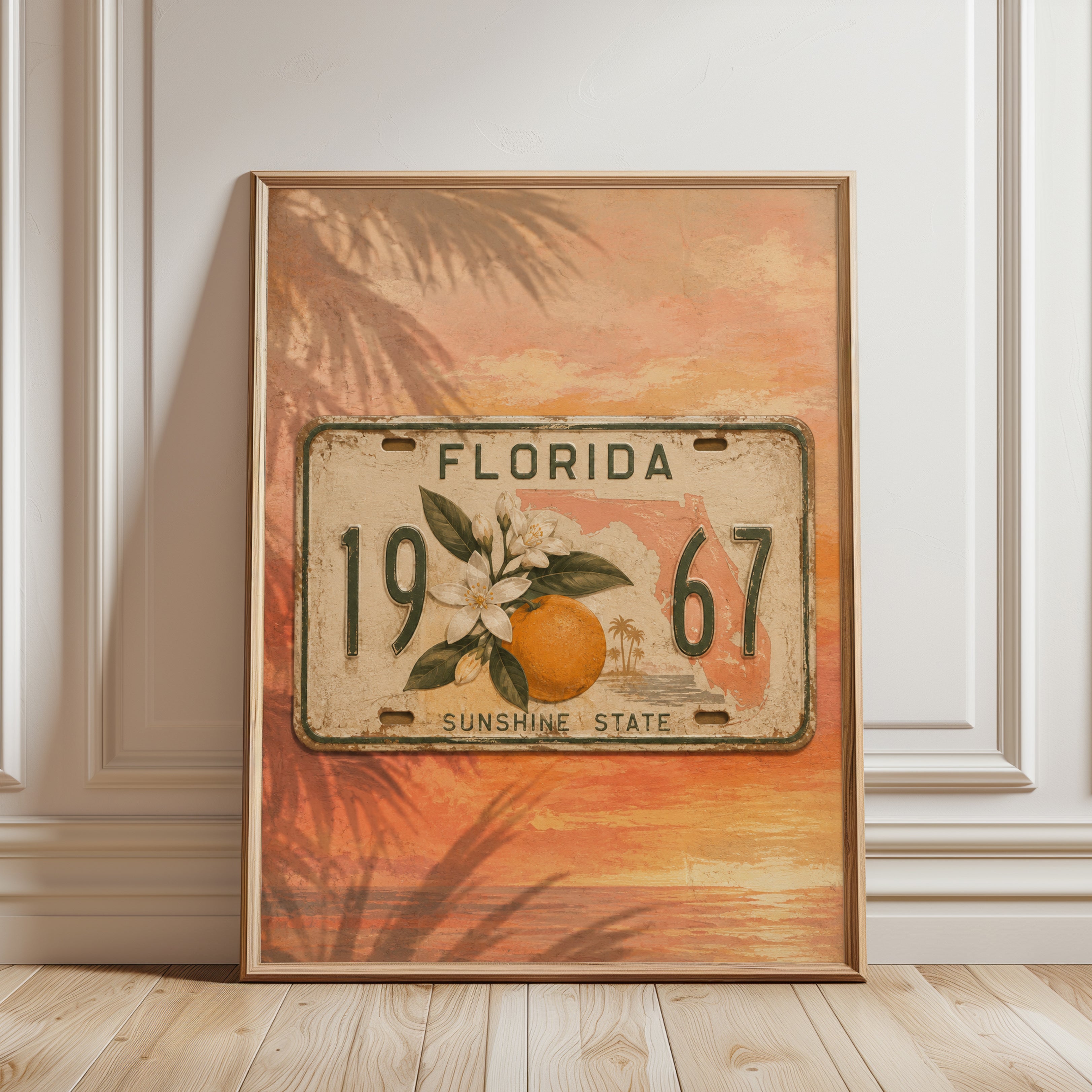 Florida Travel Poster - framed detail
