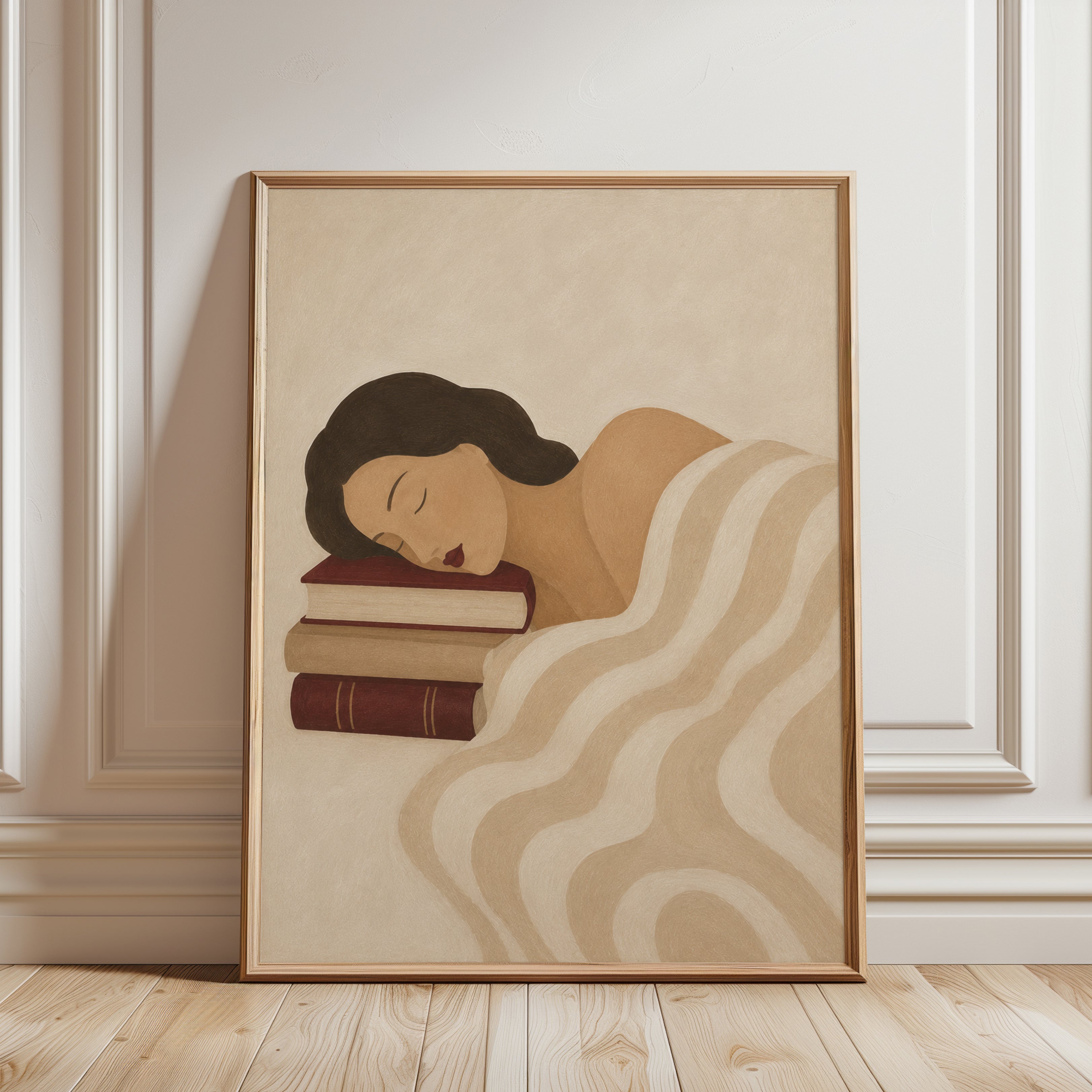 Book Lover Wall Art – Woman Reading Print - framed detail