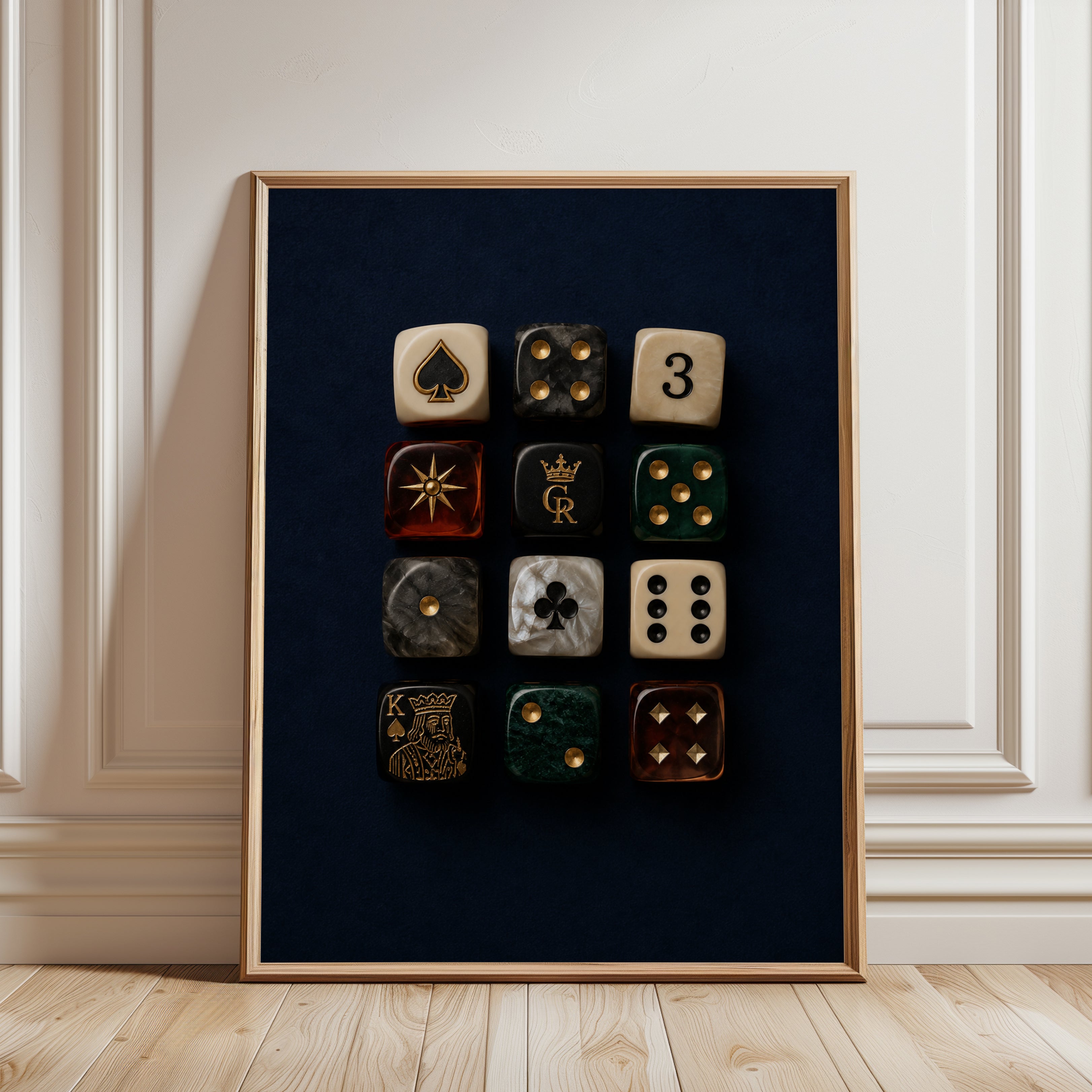 Vintage Playing Cards Art – Dice Wall Decor - framed detail