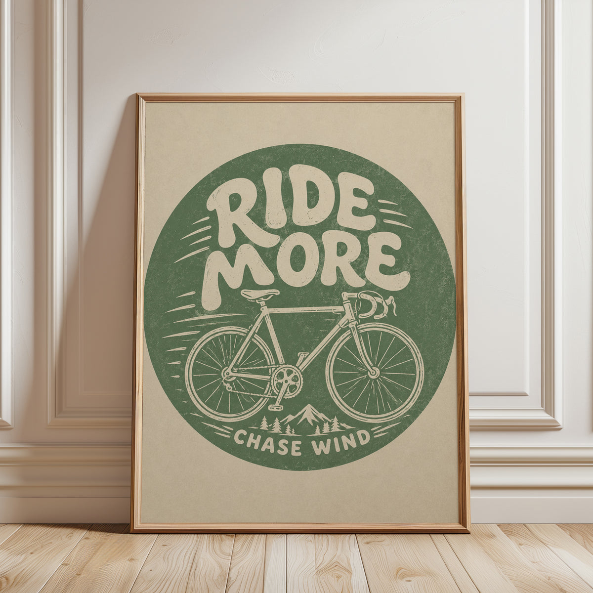 Retro Cycling Print - framed detail