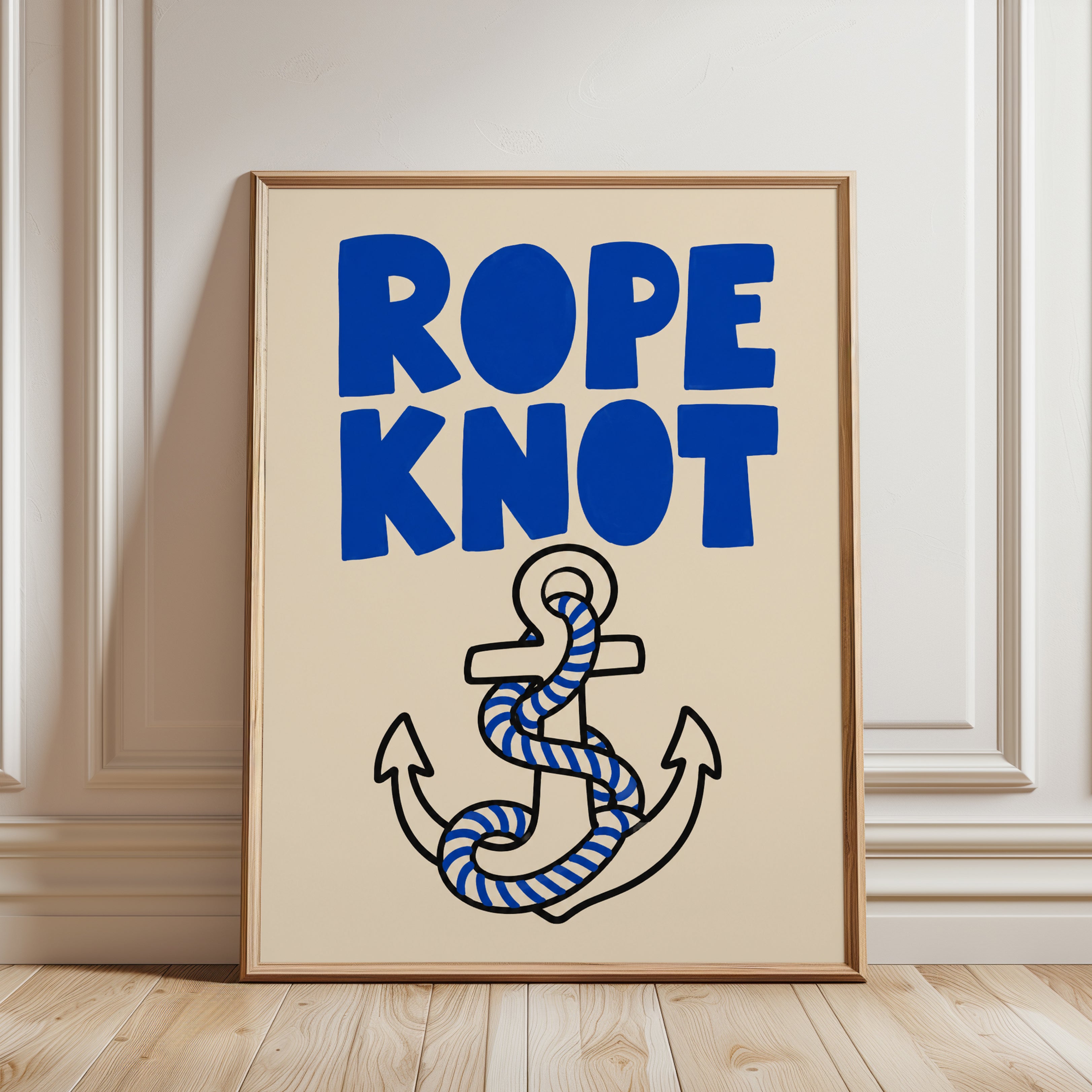 Nautical Wall Art – Rope Knot Anchor Print - framed detail