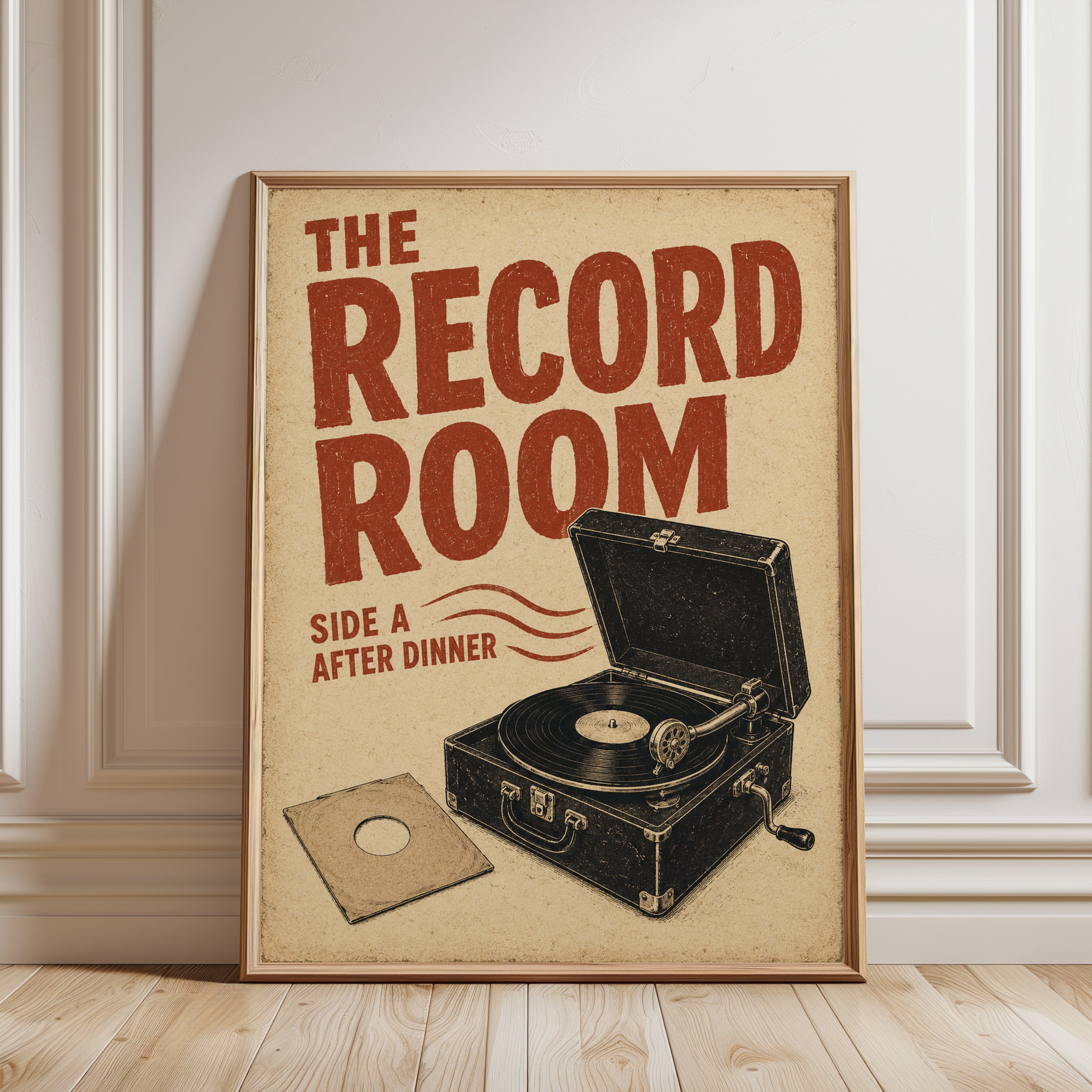 Record Room Wall Art – Vintage Vinyl Print - framed detail