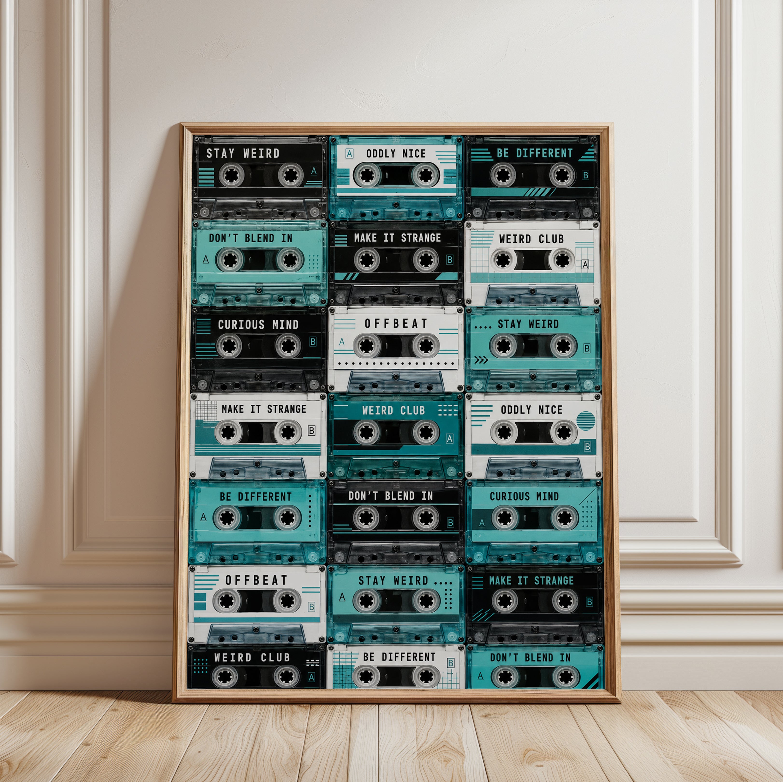 Retro Cassette Tape Print - framed detail