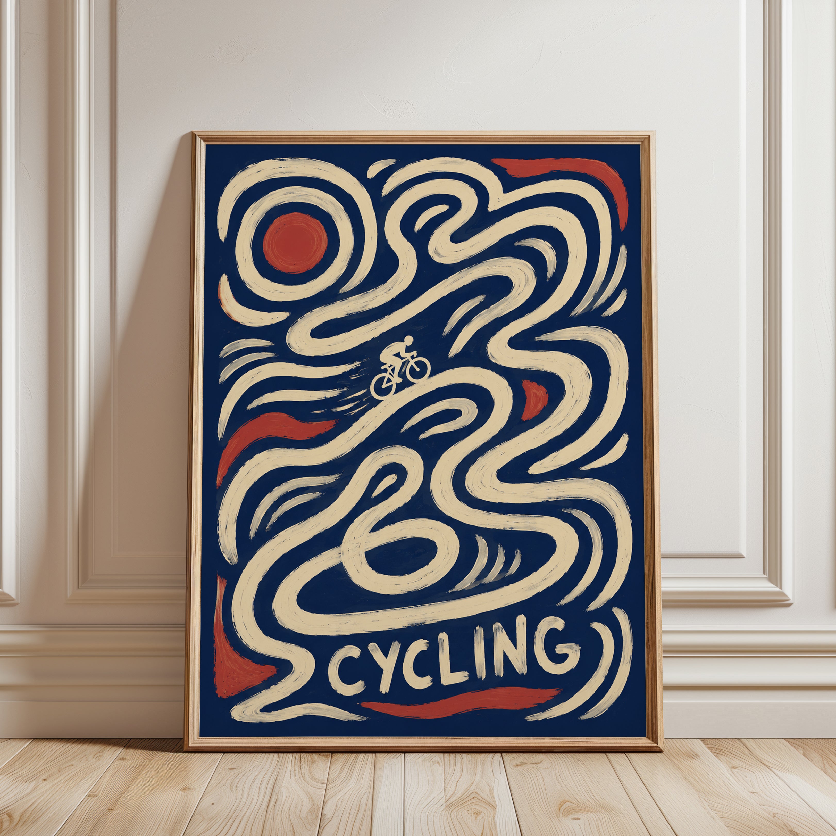 Cycling Poster – Retro Sports Wall Art - framed detail