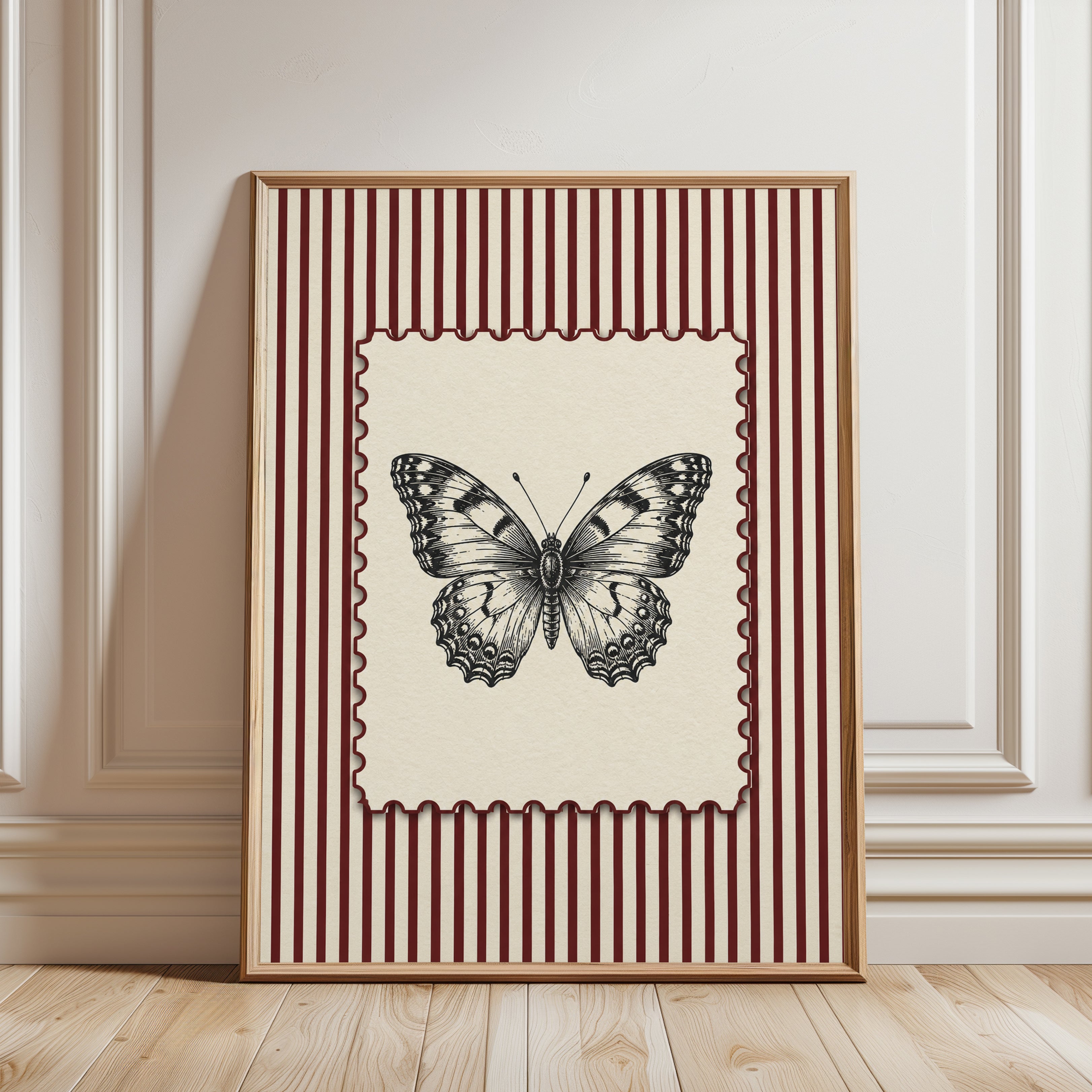 Butterfly Wall Art – Vintage Insect Print - framed detail