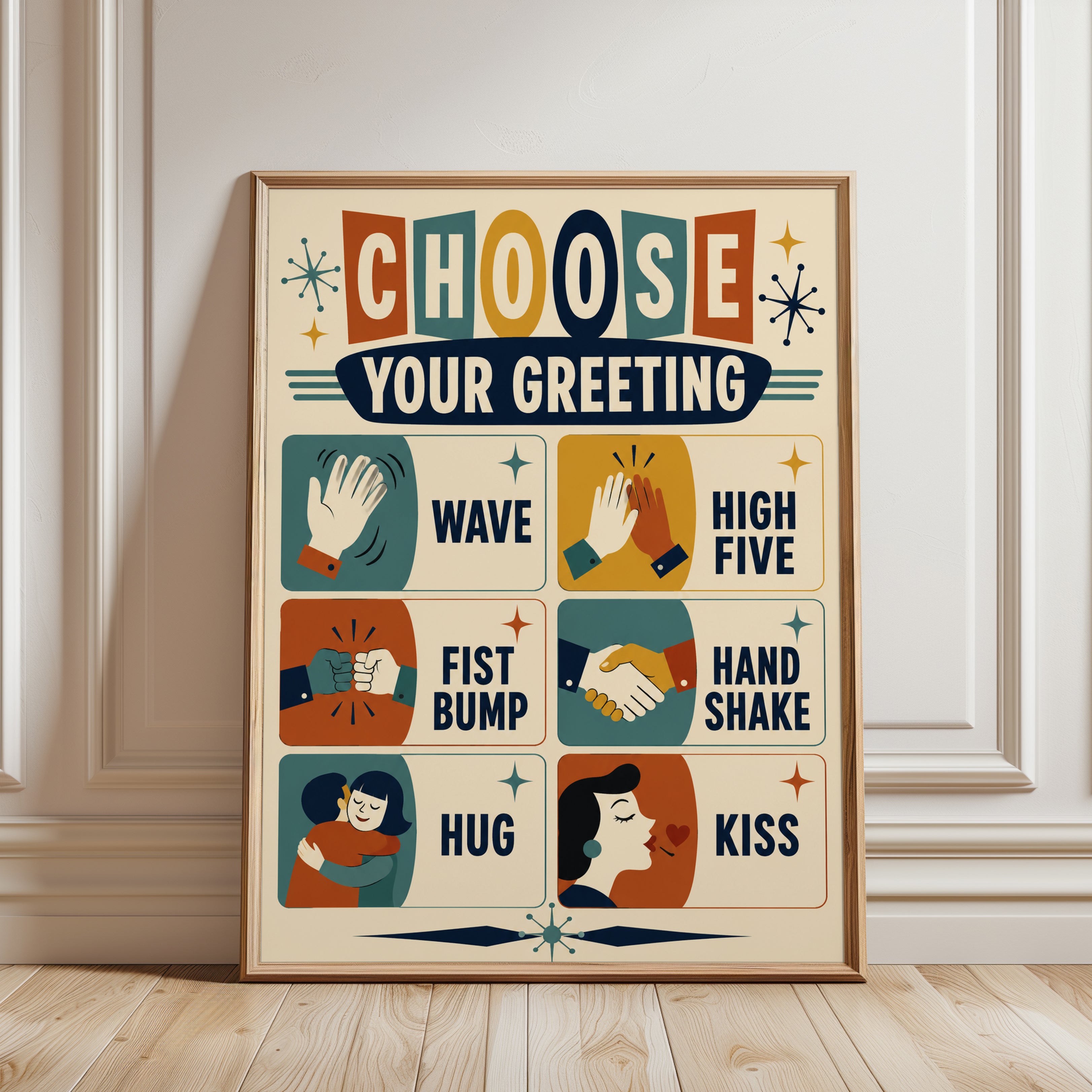 Mid-Century Greeting Print - framed detail