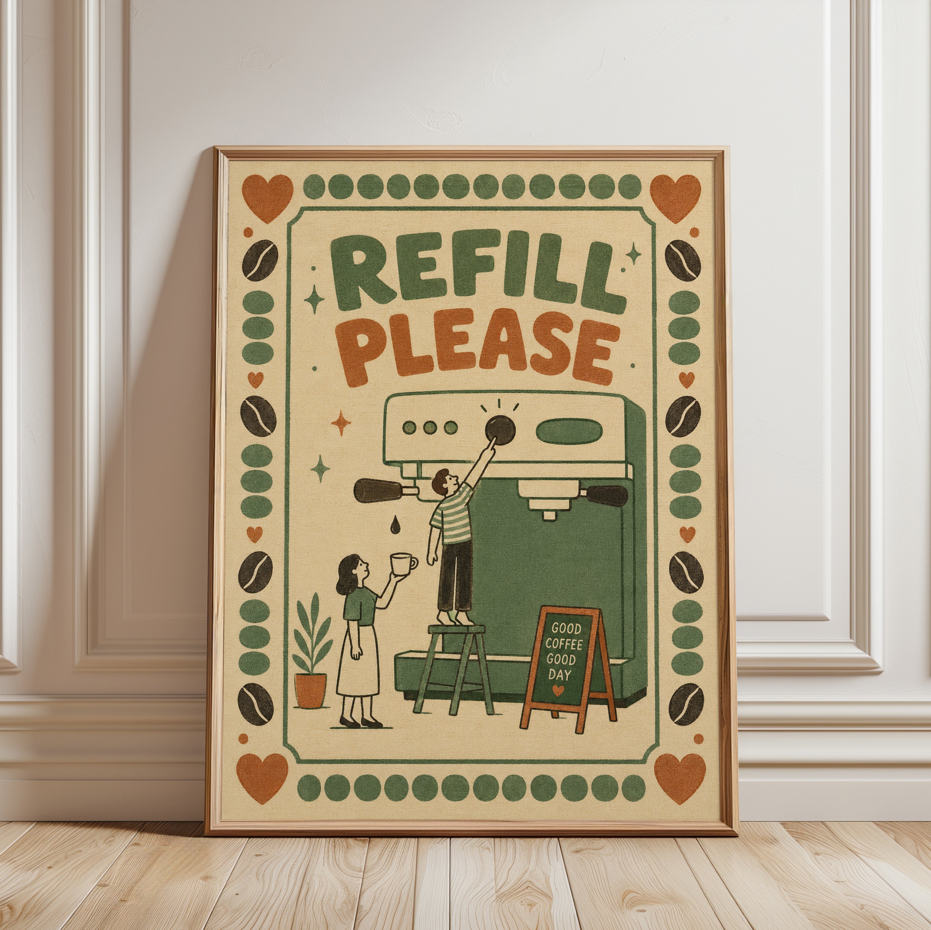 Coffee Station Sign – Refill Please Print - framed detail