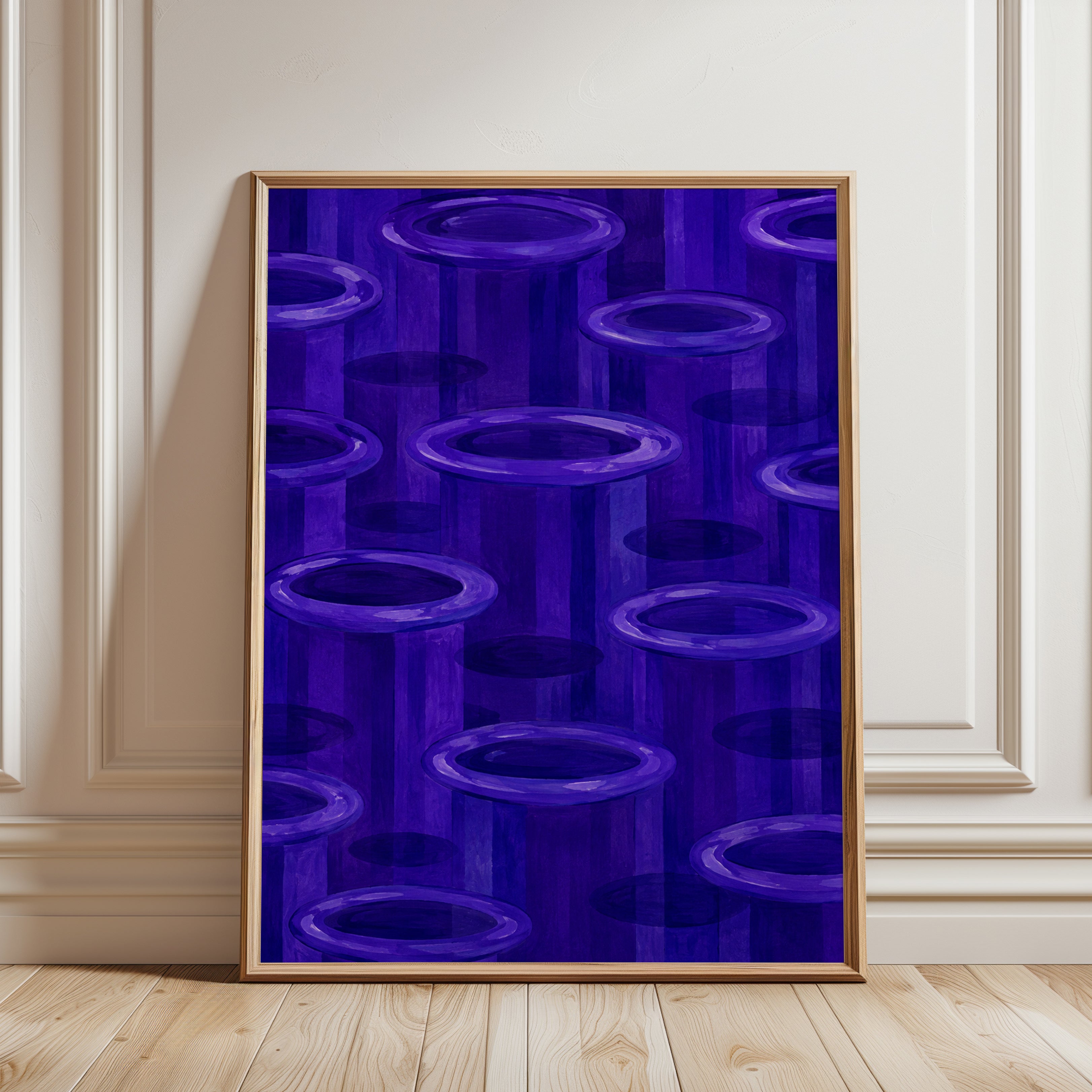Purple Abstract Wall Art - framed detail