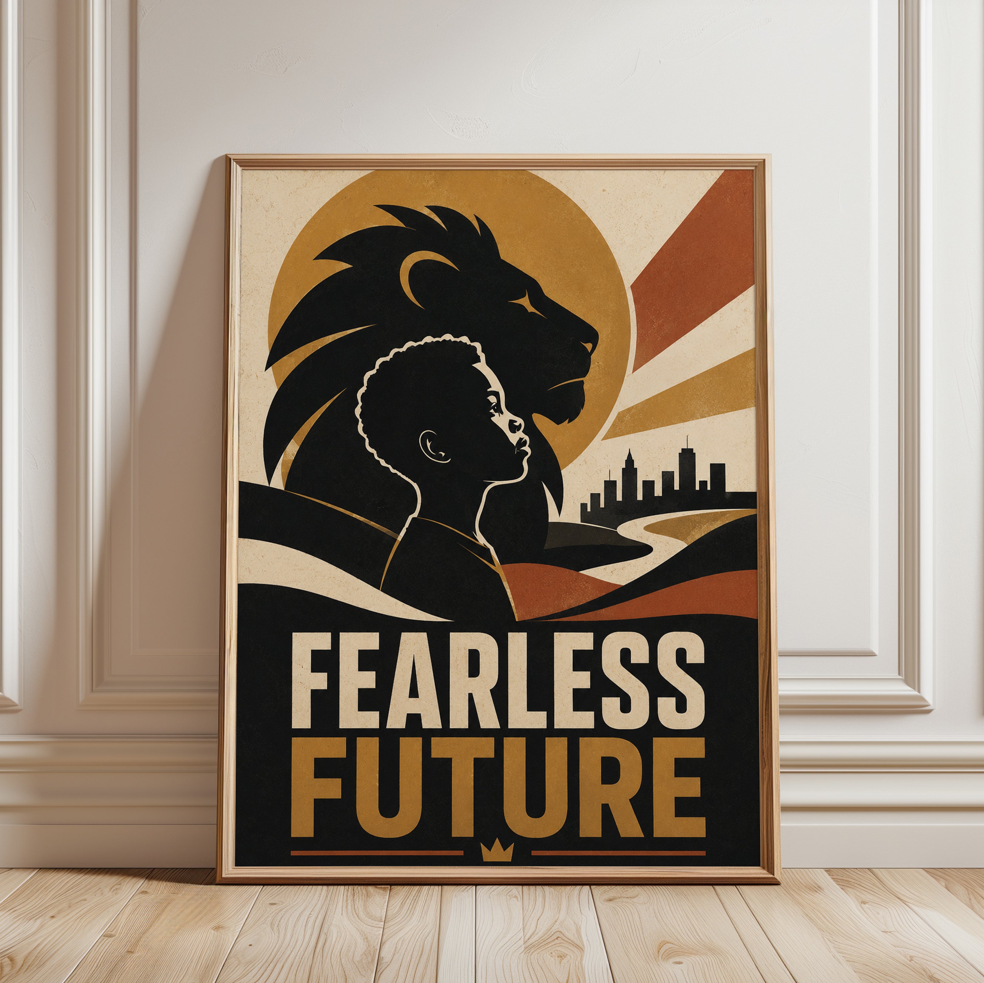 Black Boy Wall Art – Motivational Print - framed detail