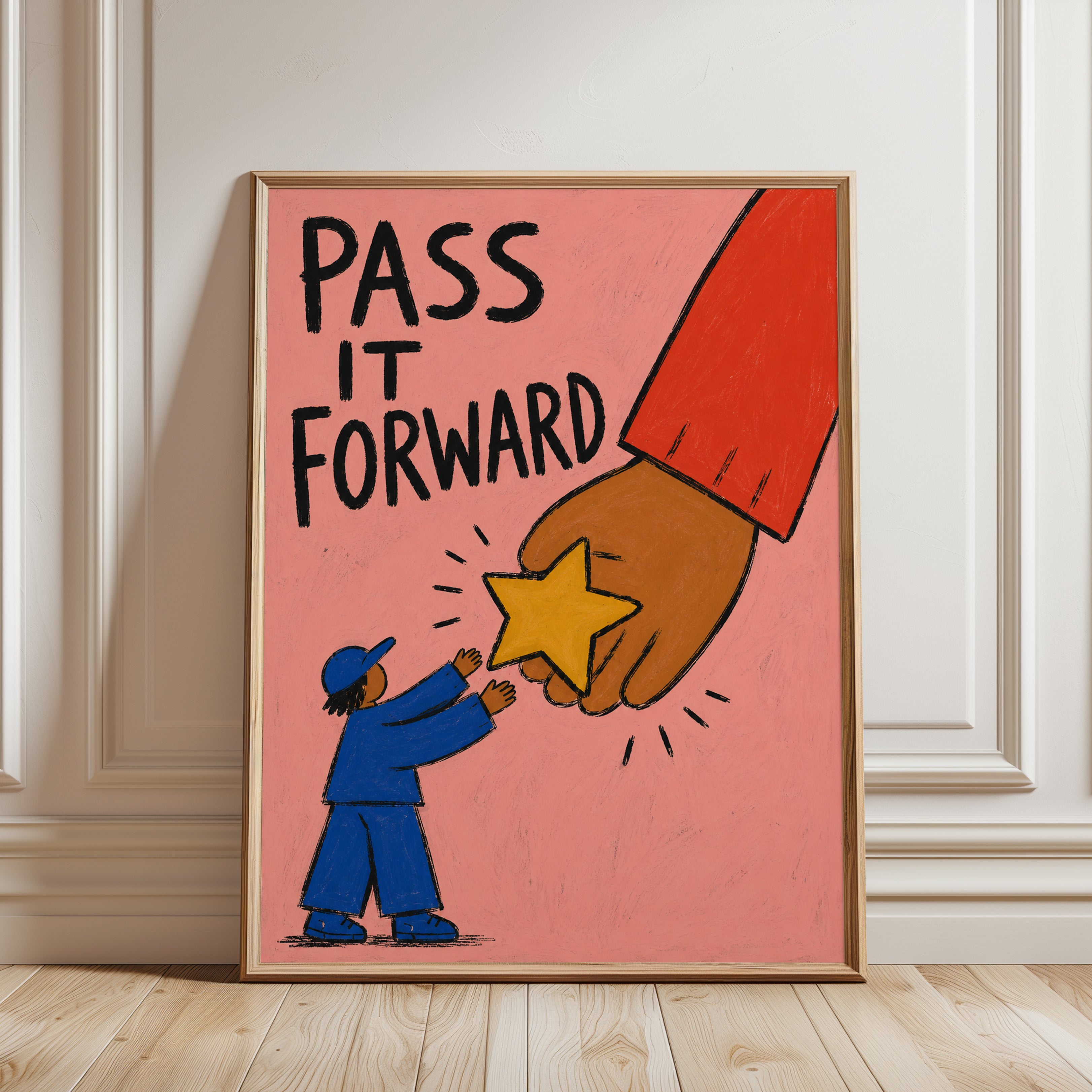 Pass It Forward Print – Motivational Wall Art - framed detail