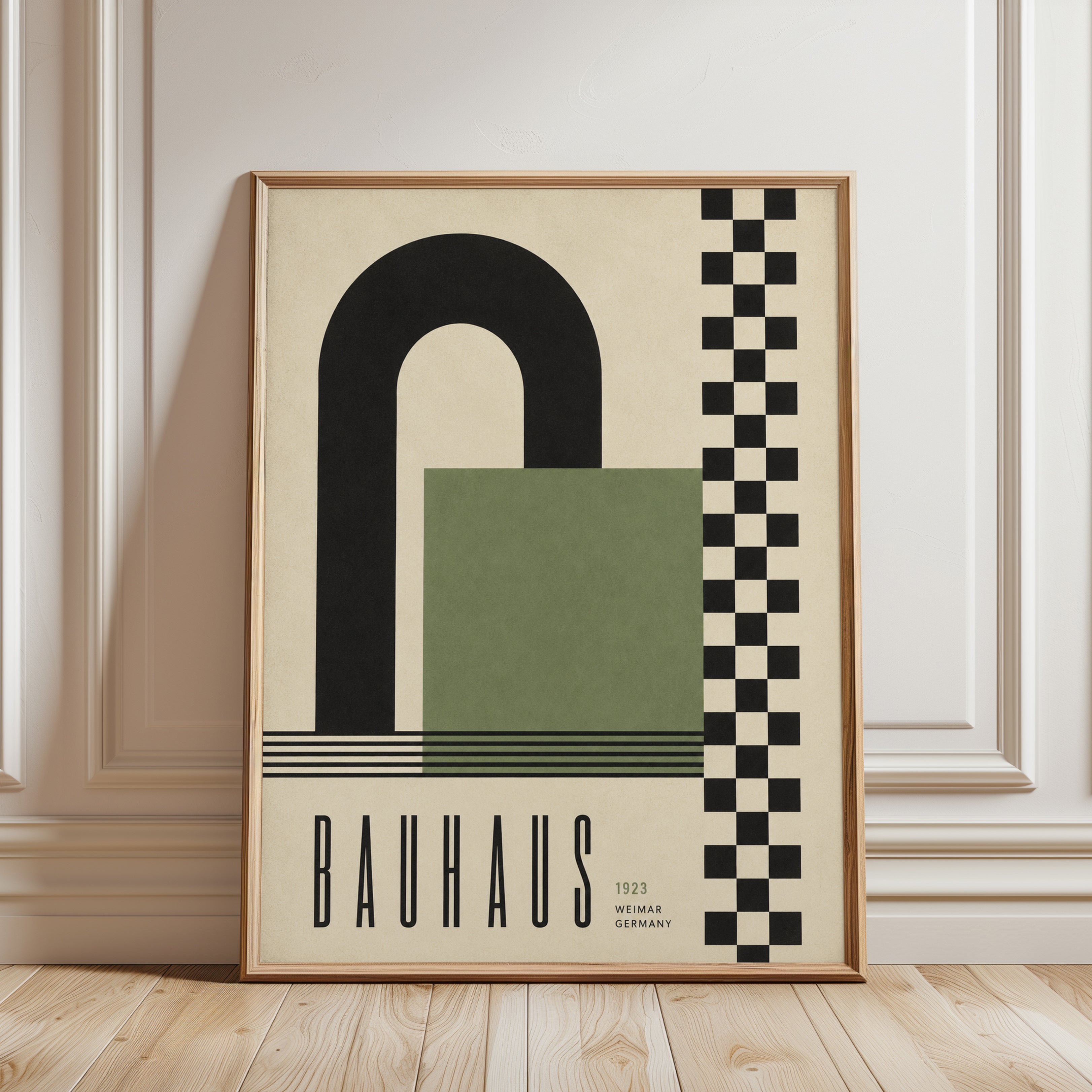 Bauhaus Geometric Poster: Modernist Architecture Art Print - framed detail