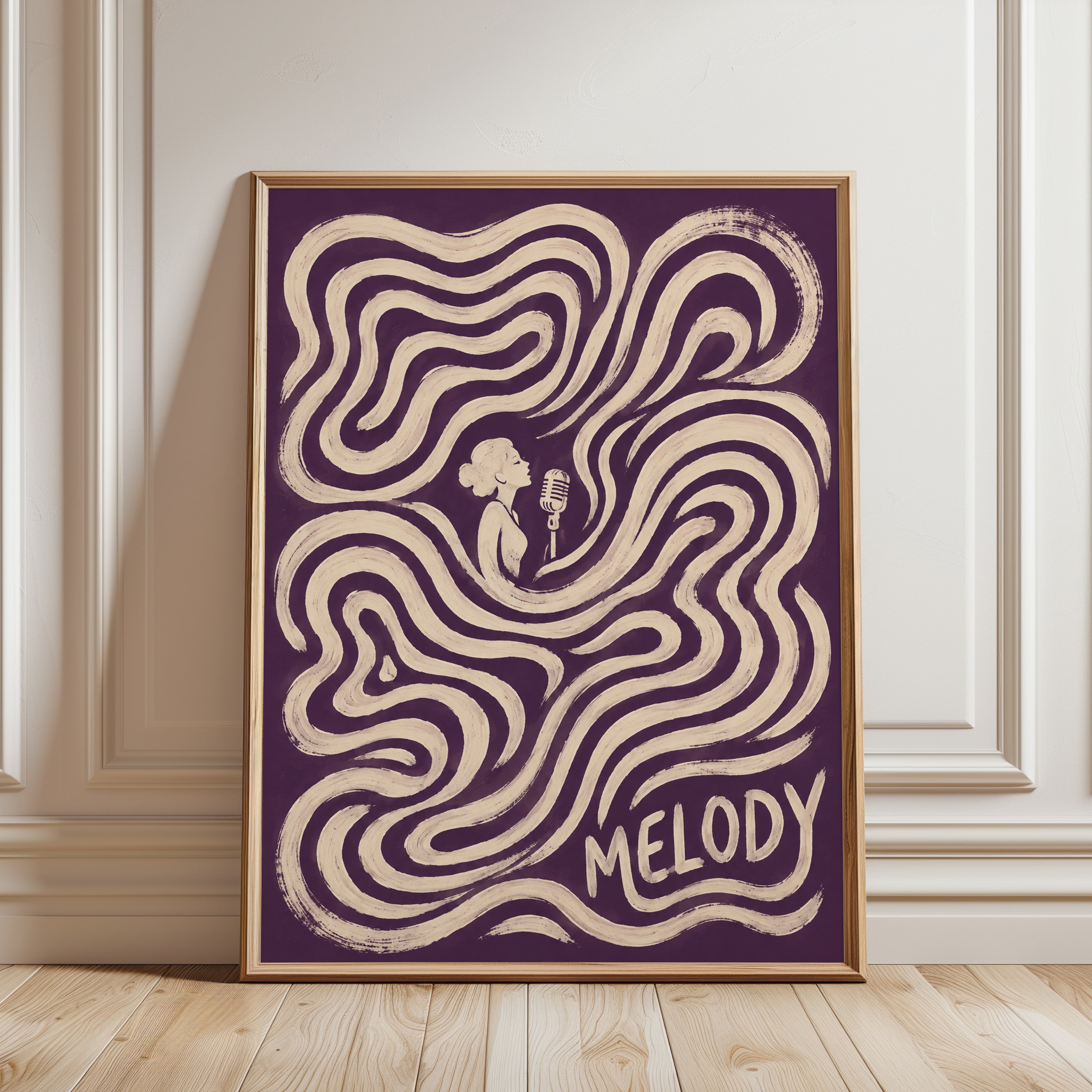 Vintage Music Poster – Retro Singer Wall Art - framed detail