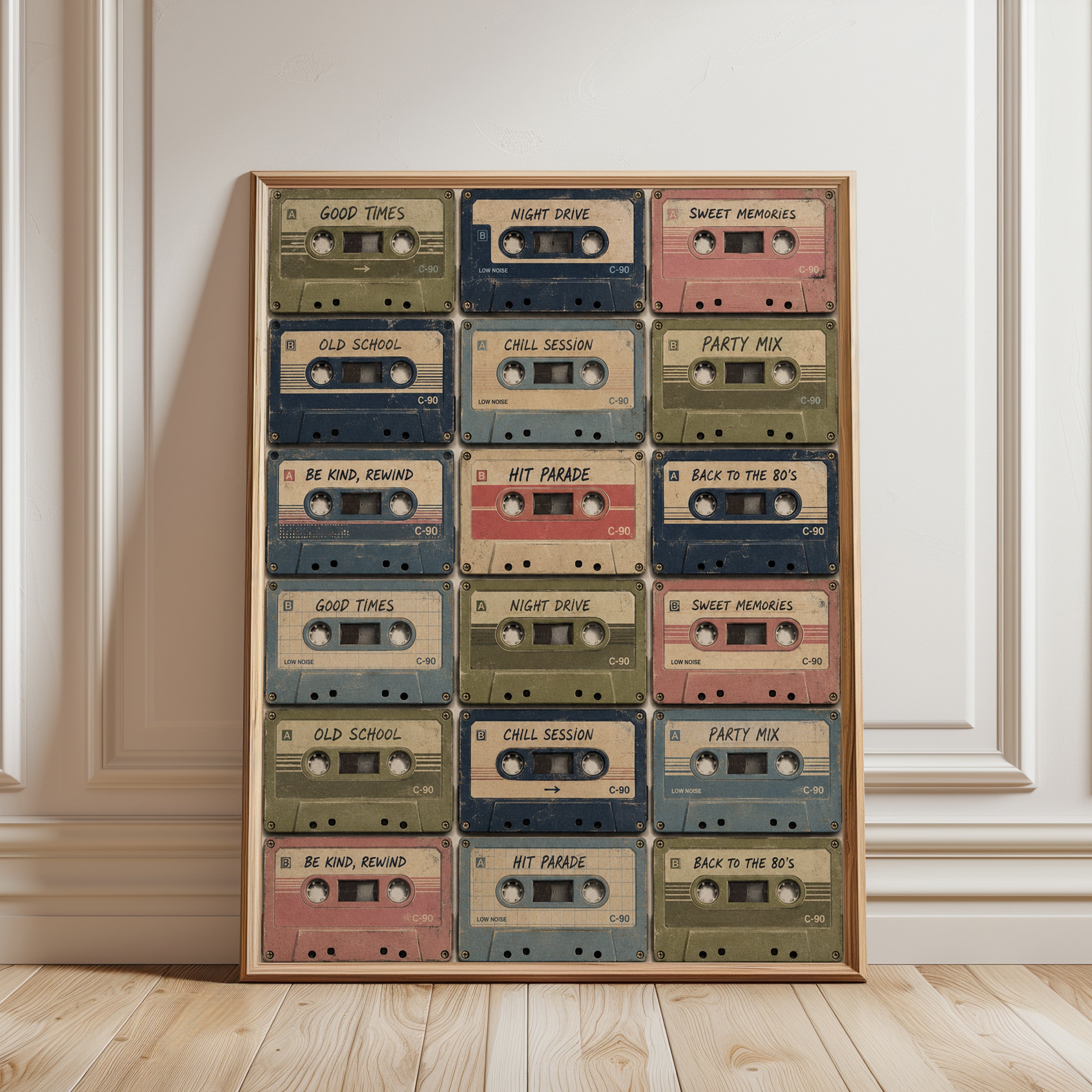 Cassette Tape Print: 1980s Retro Music Decor (Unframed Art Print) - framed detail