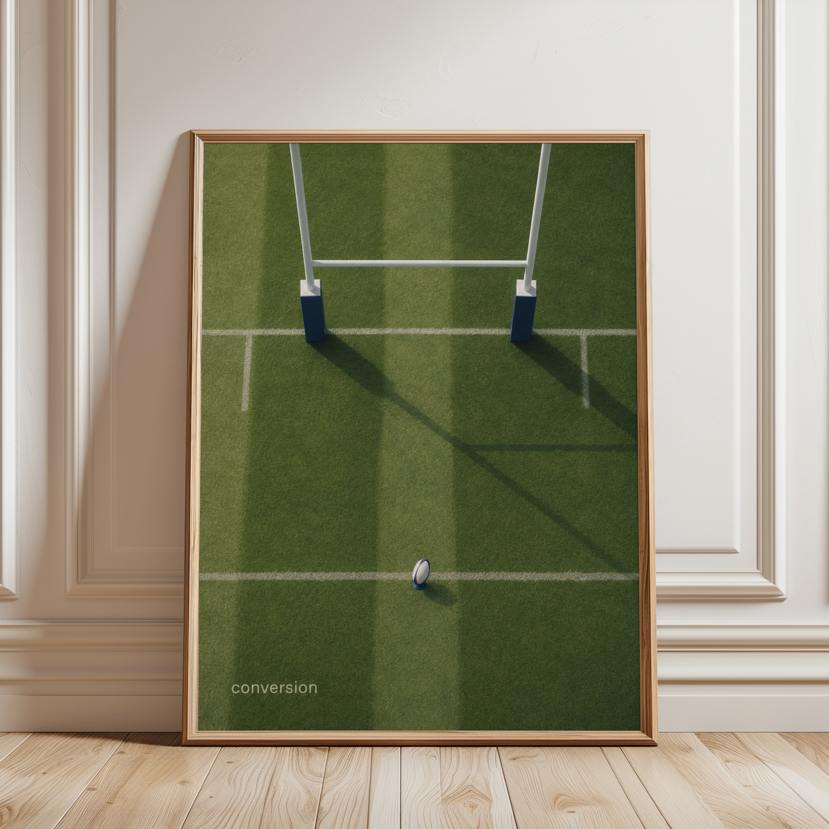 Rugby Wall Art – Sports Field Print - framed detail