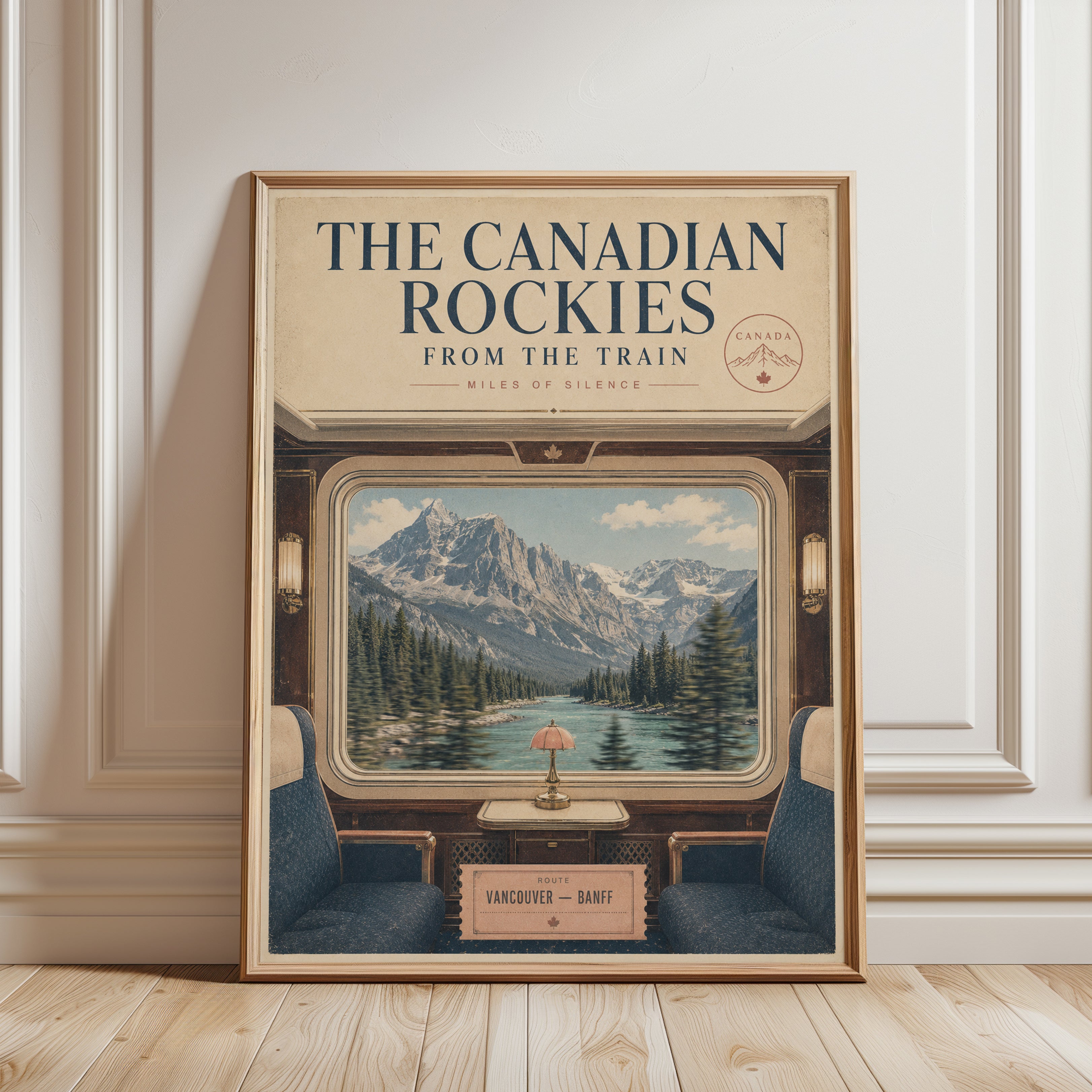 Vintage Train Poster – Canadian Rockies Print - framed detail
