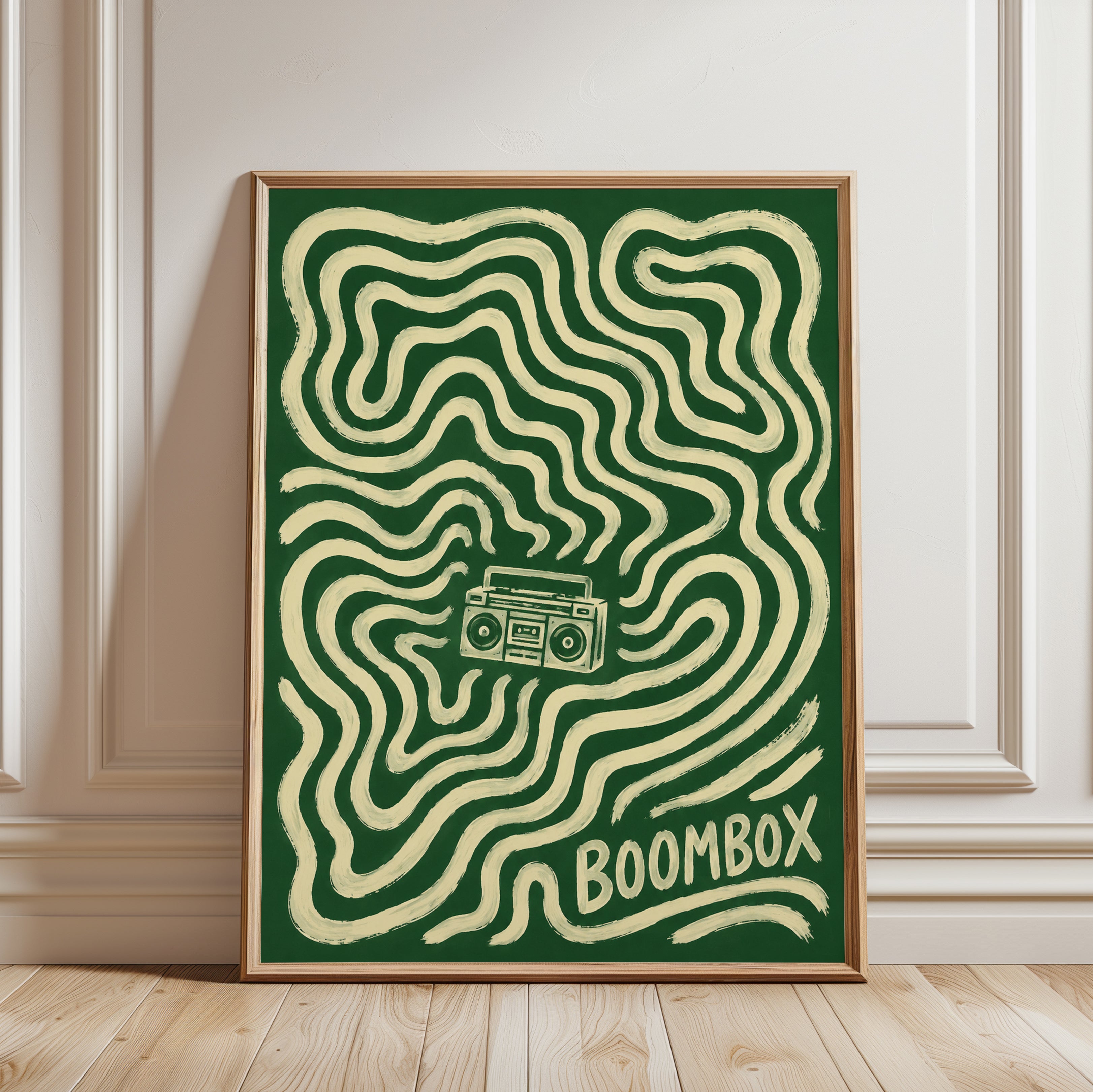 Retro Music Wall Art – Vintage Boombox Print - framed detail