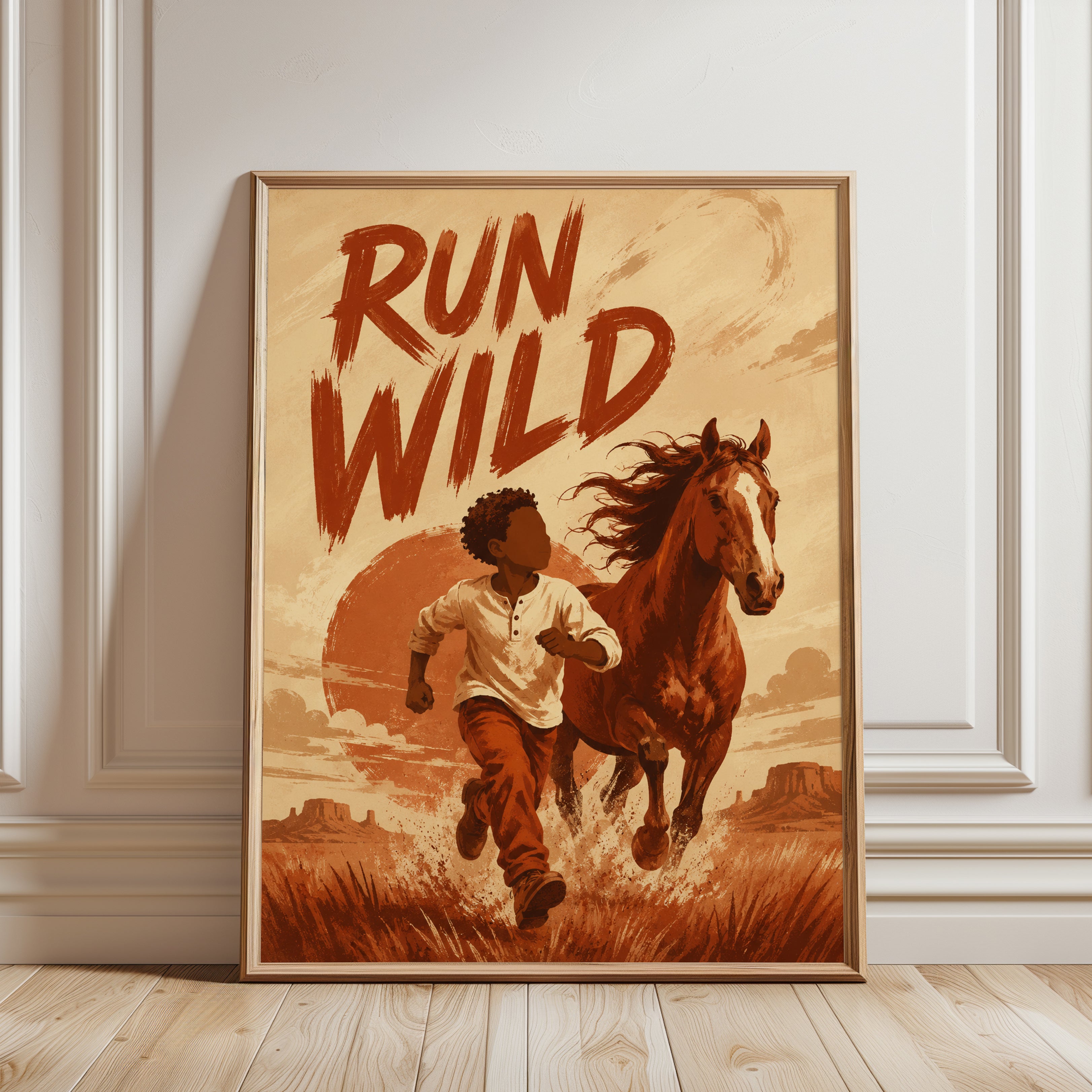 Horse Wall Art – Adventure Typography Print - framed detail