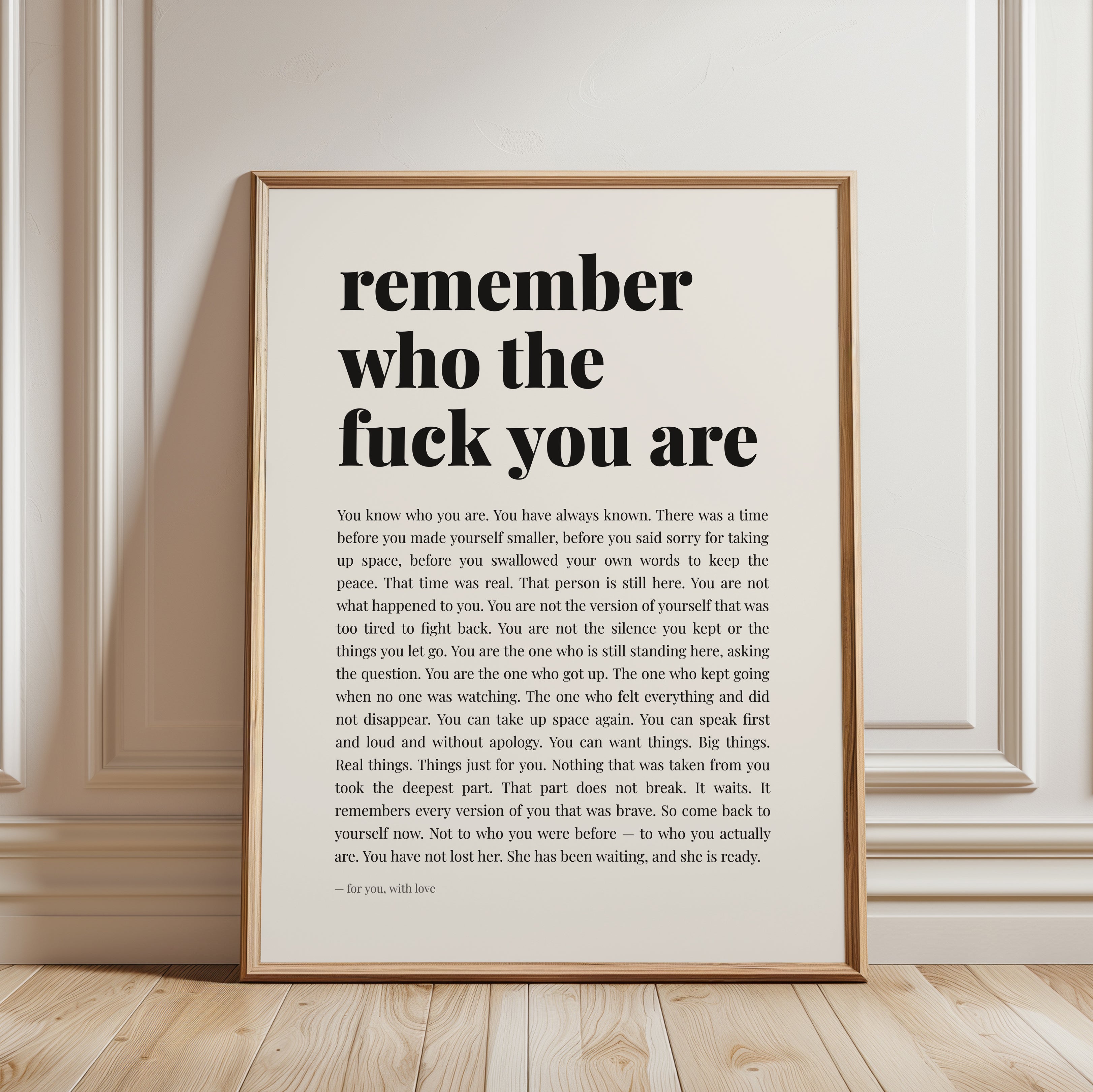 Motivational Wall Art – Empowerment Quote Print - framed detail
