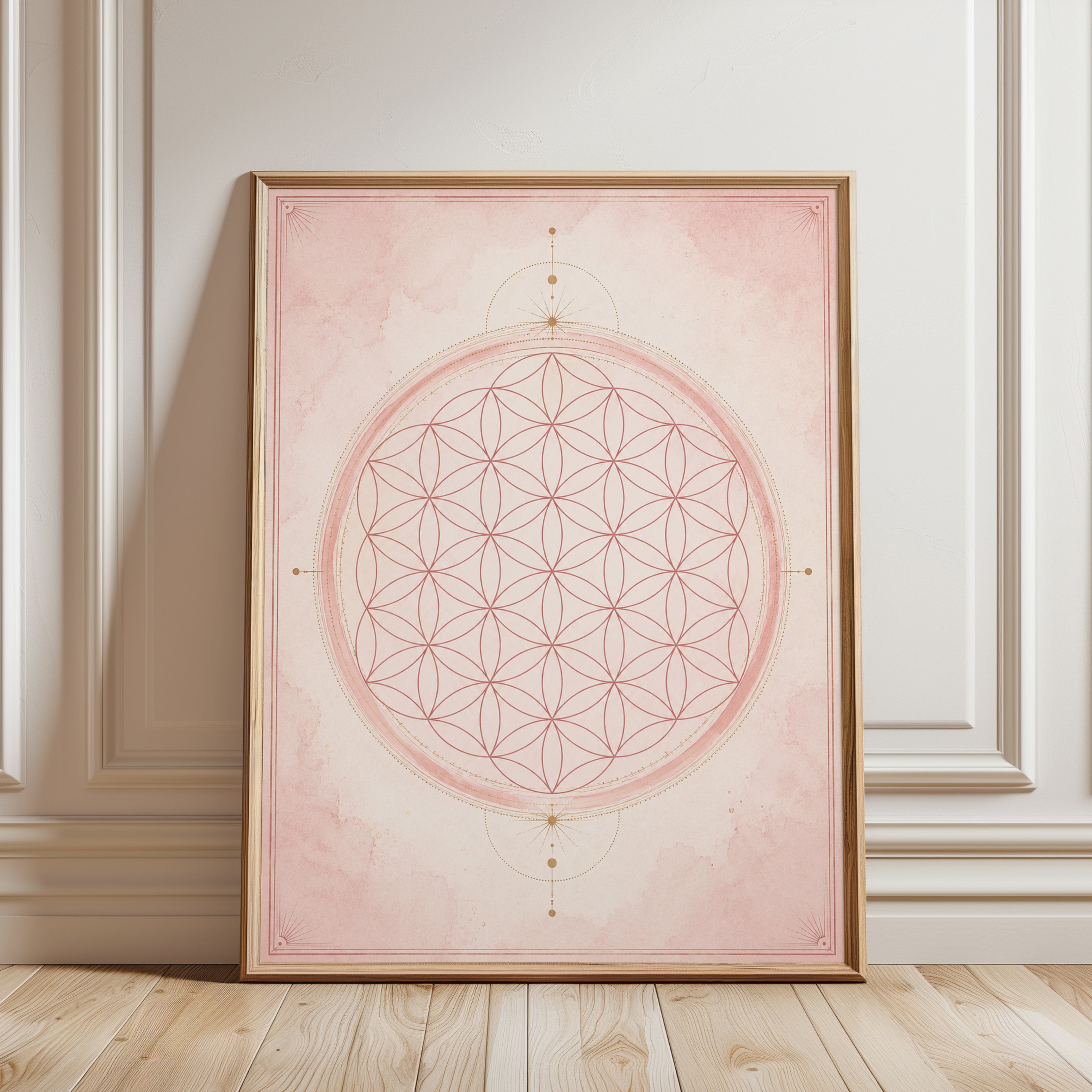 Sacred Geometry Mandala: Flower of Life Art Print - framed detail