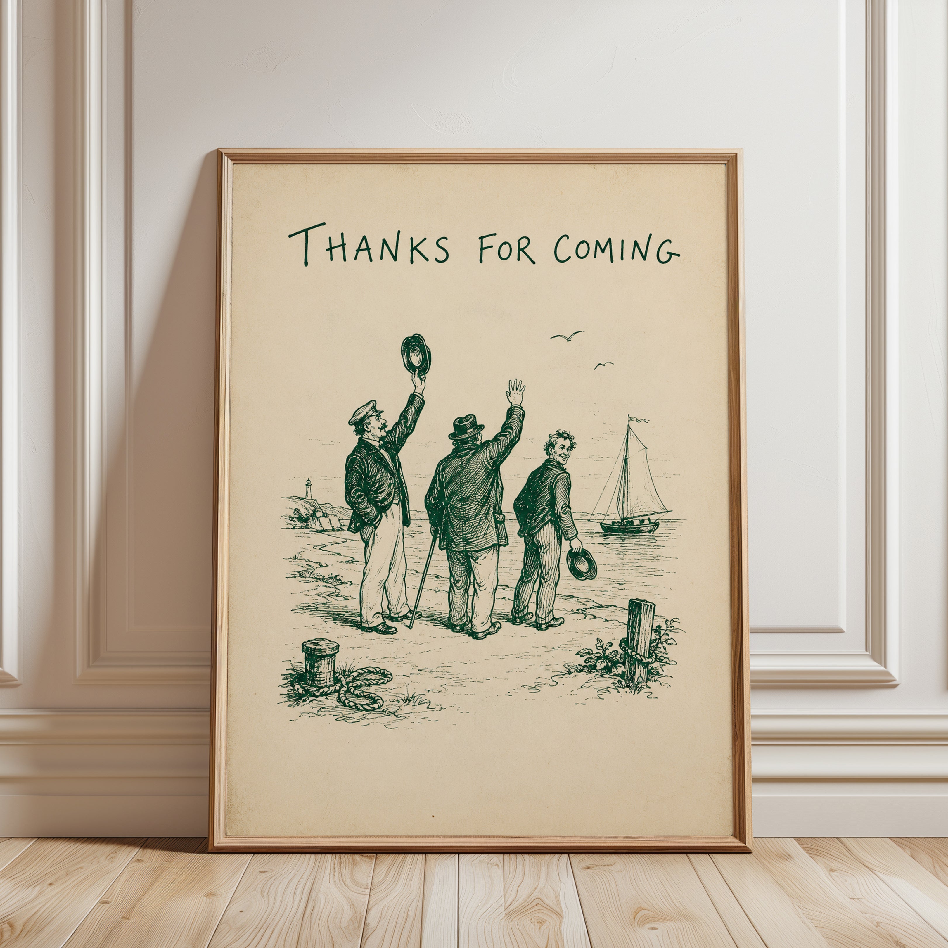 Vintage Nautical Thank You Print - framed detail