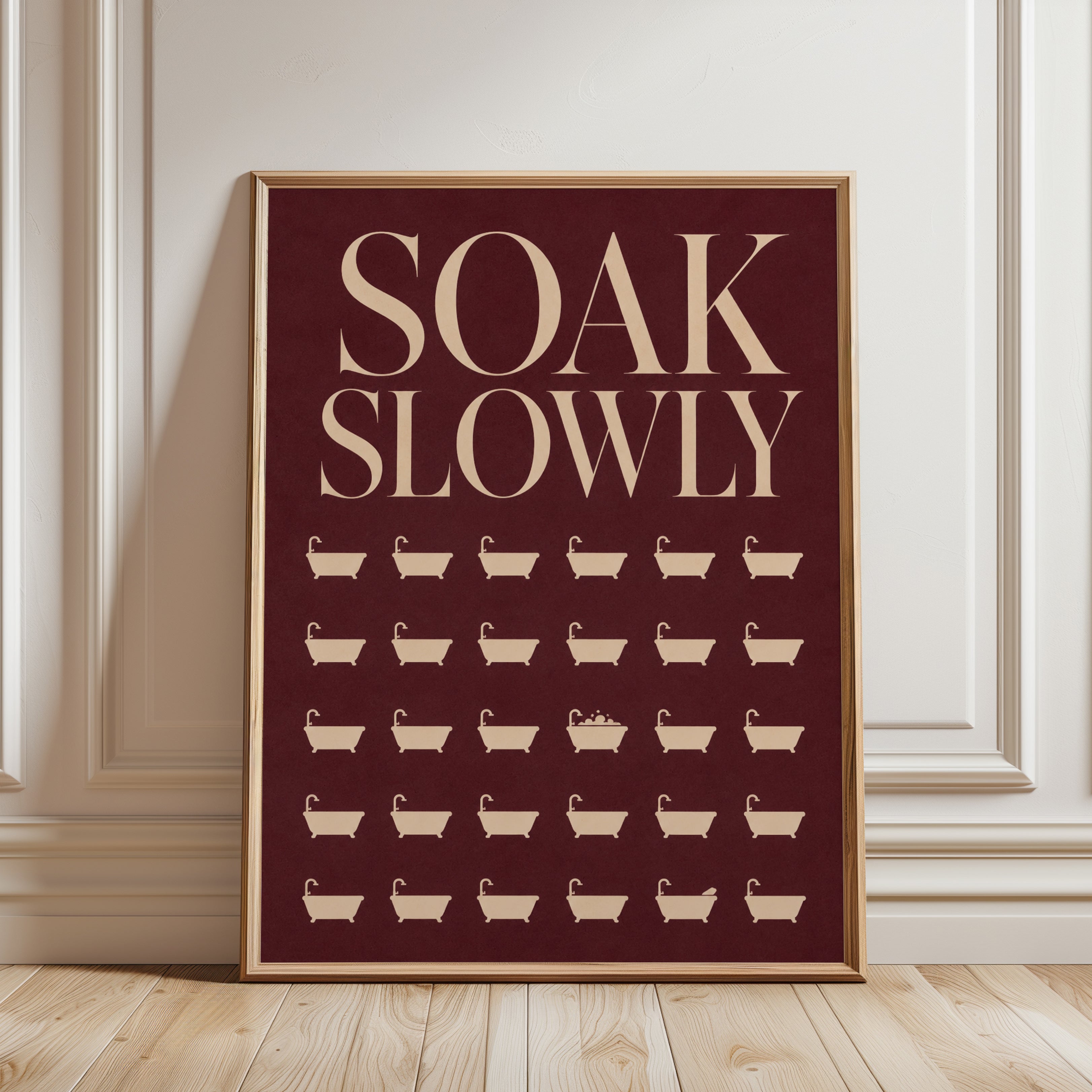 Soak Slowly Bathroom Print - framed detail
