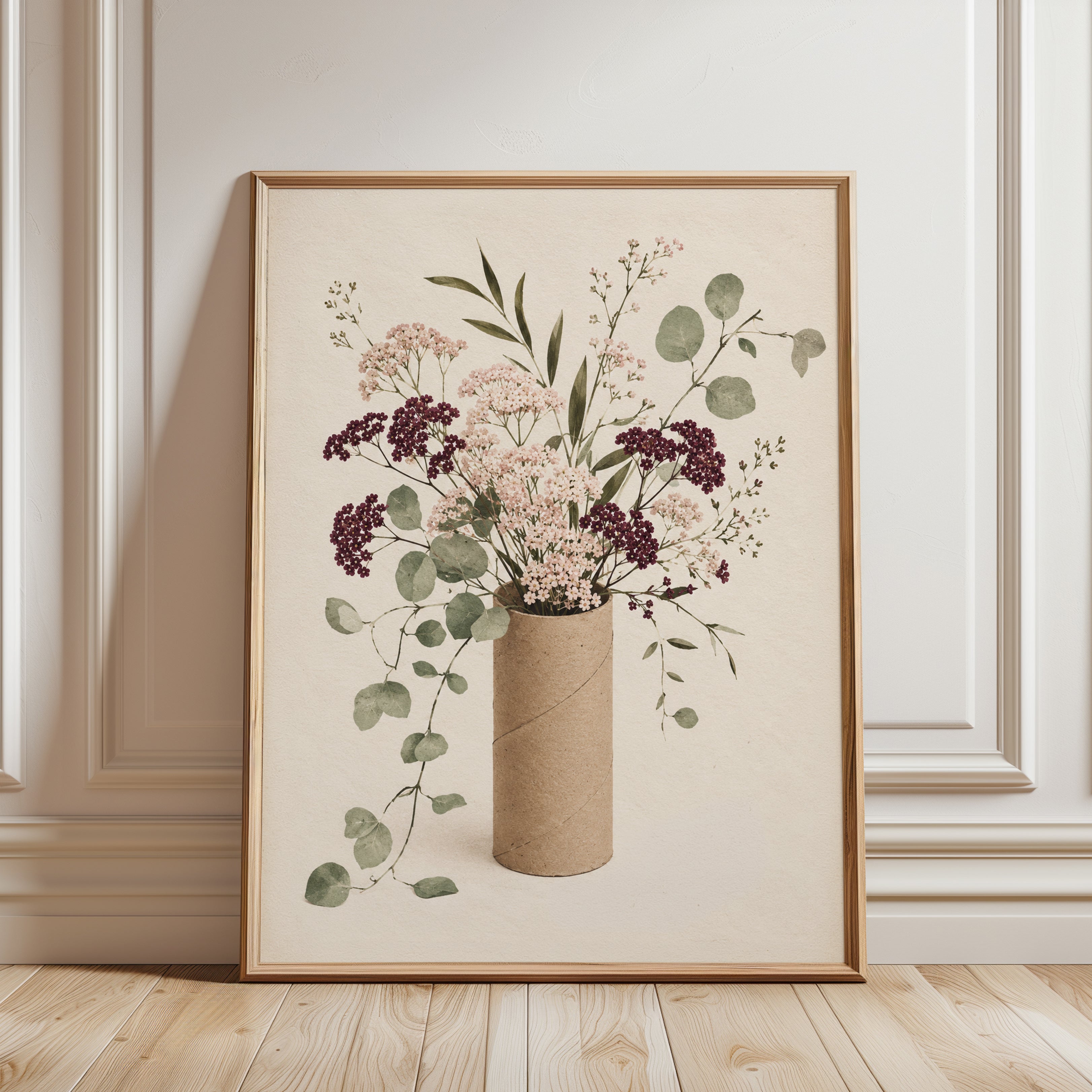 Eucalyptus Vase Wall Art – Dried Flowers Print - framed detail