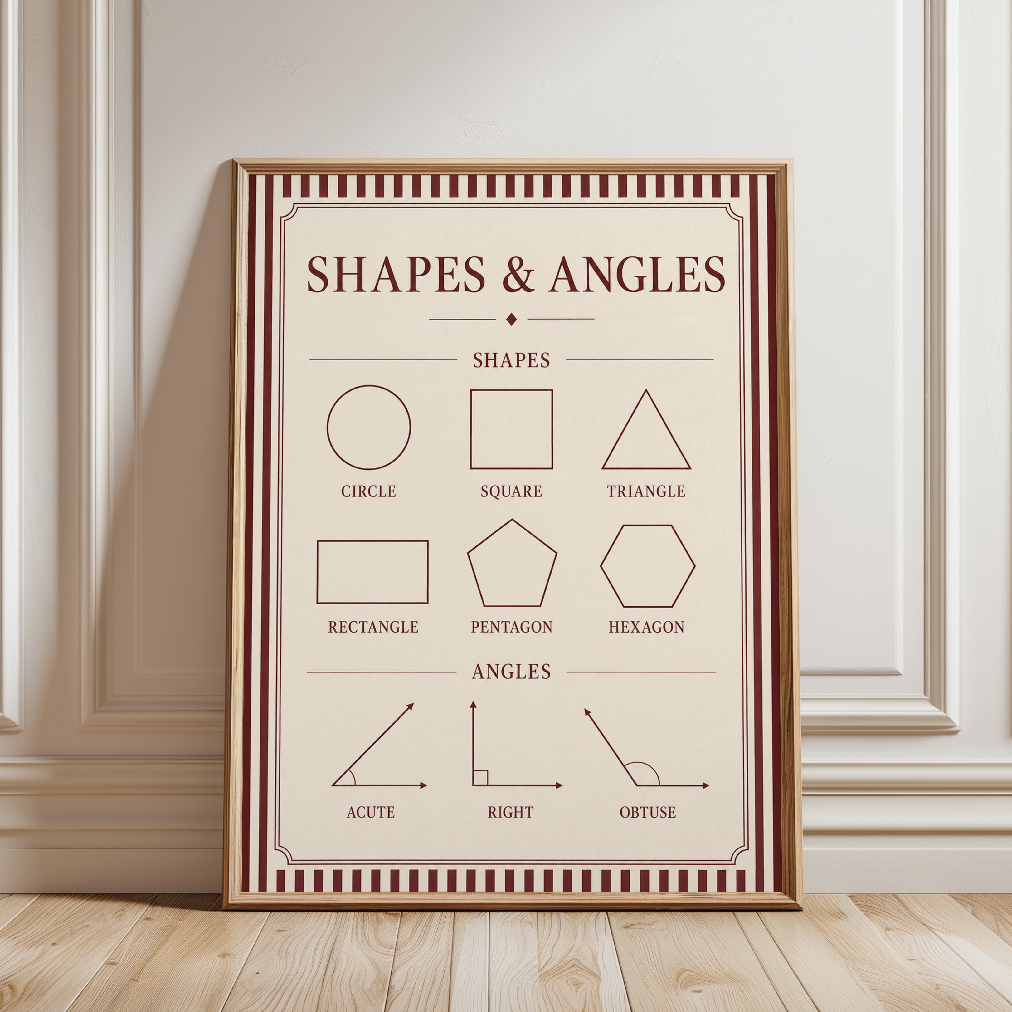 Geometry Poster – Shapes and Angles Print - framed detail