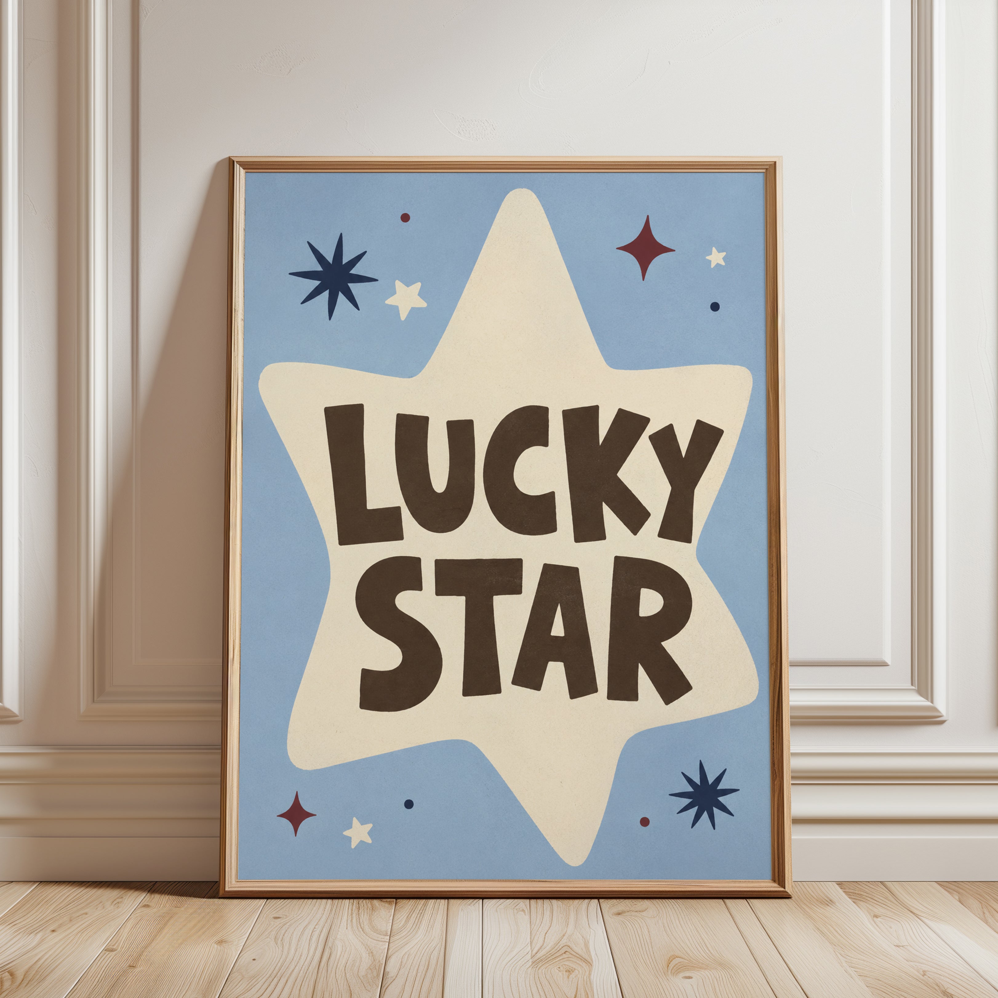 Retro Lucky Star Print - framed detail