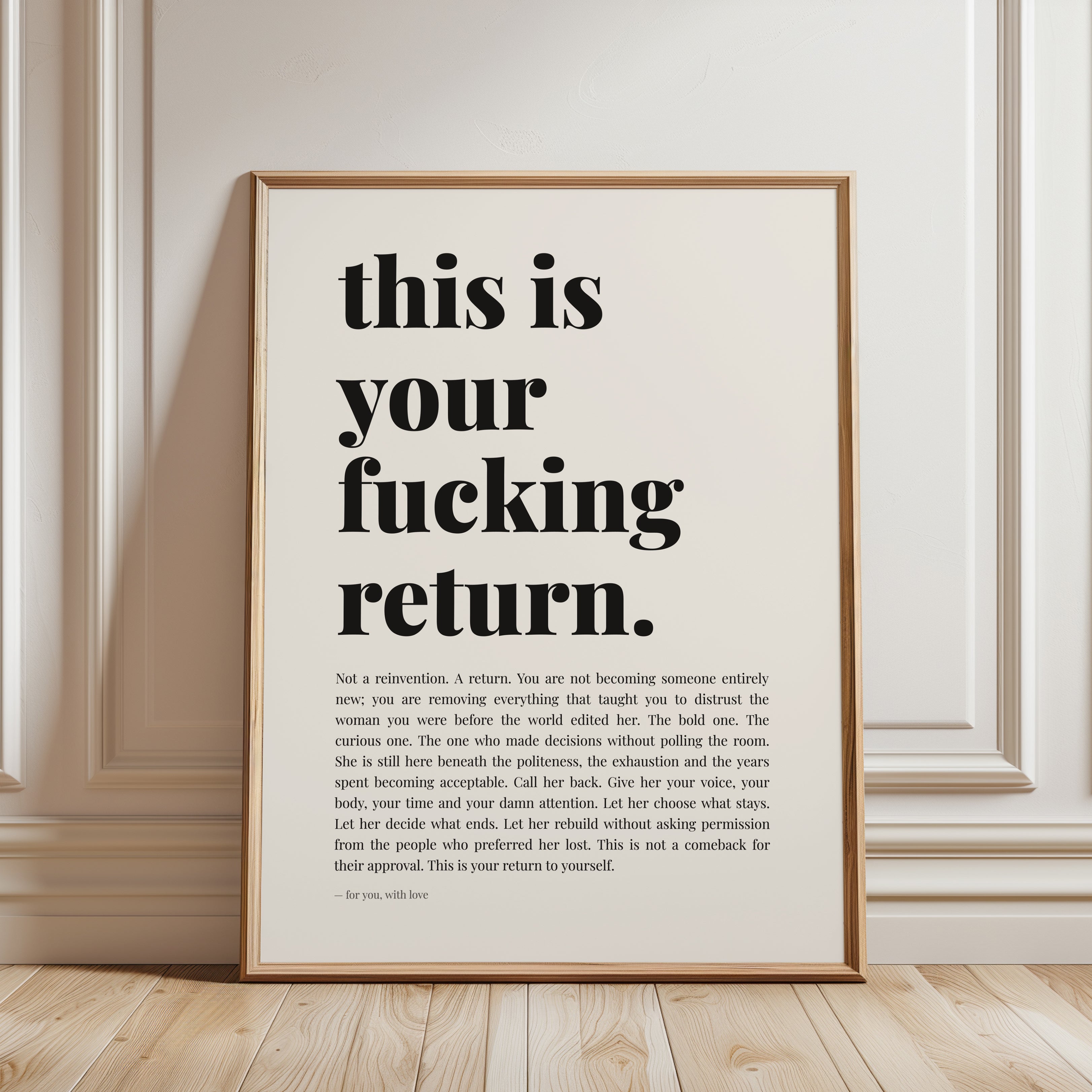 Feminist Wall Art – Self Love Print - framed detail