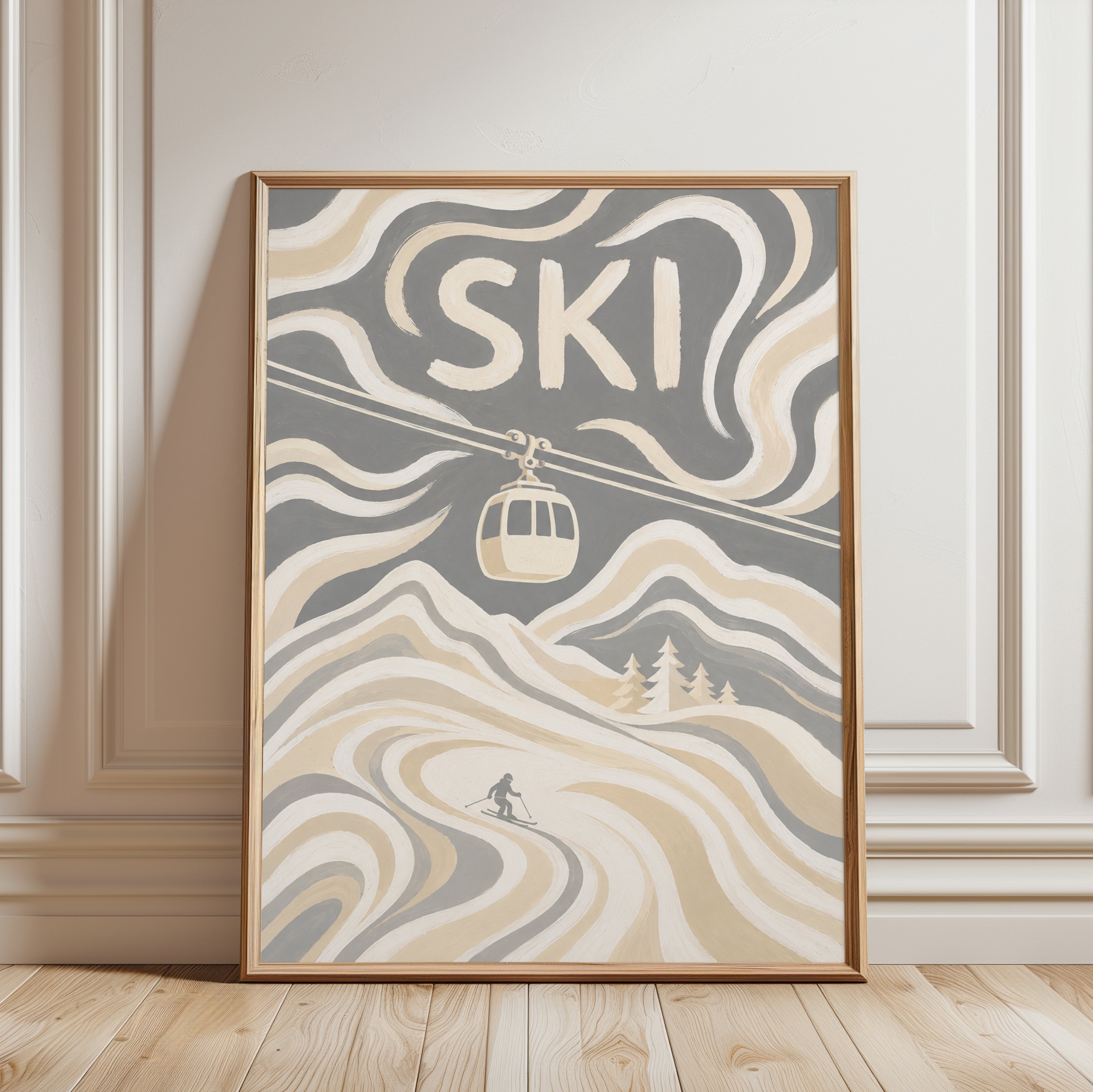 Ski Poster – Vintage Ski Lift Print - framed detail