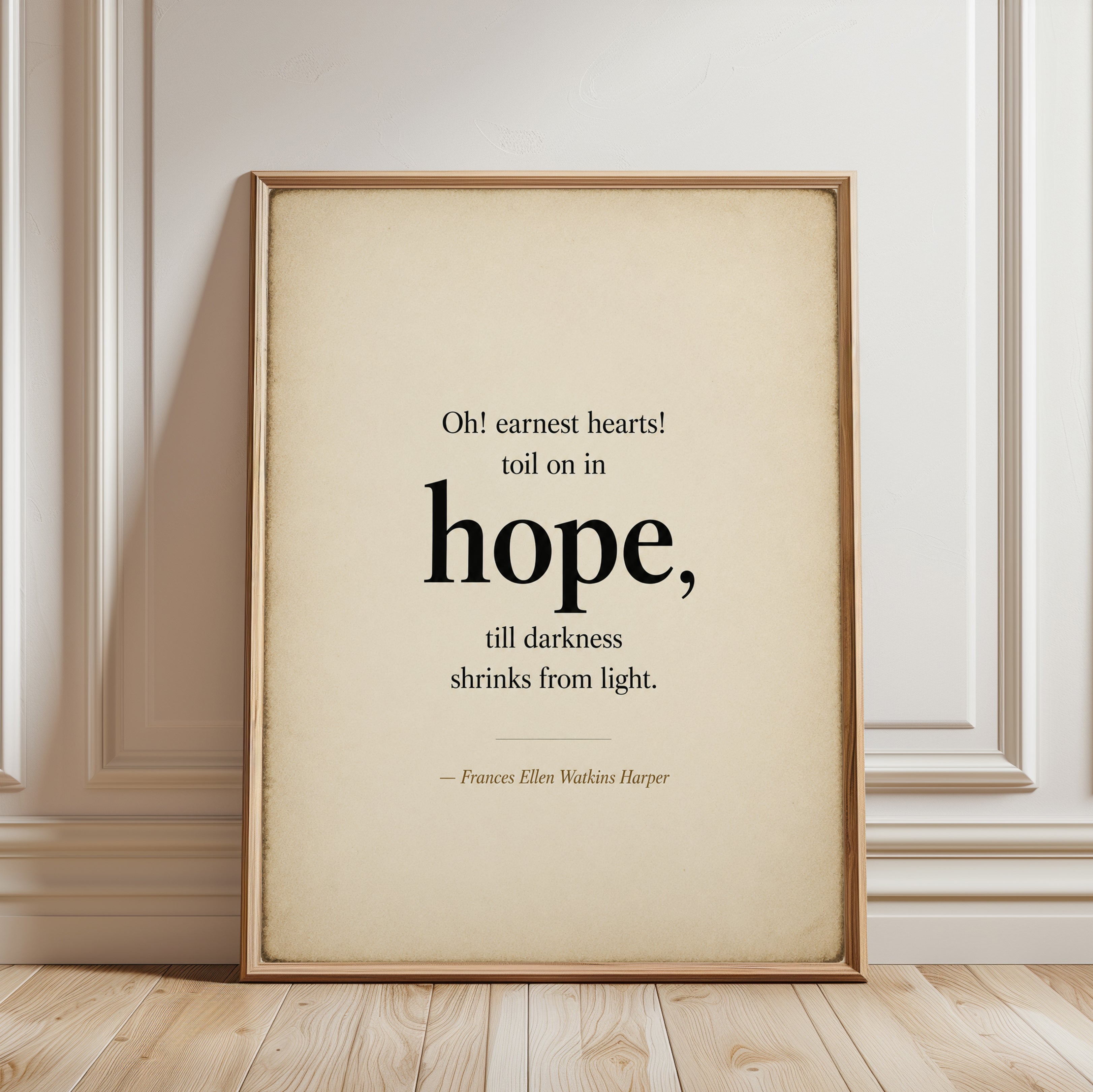 Hope Quote Wall Art – Literary Print - framed detail