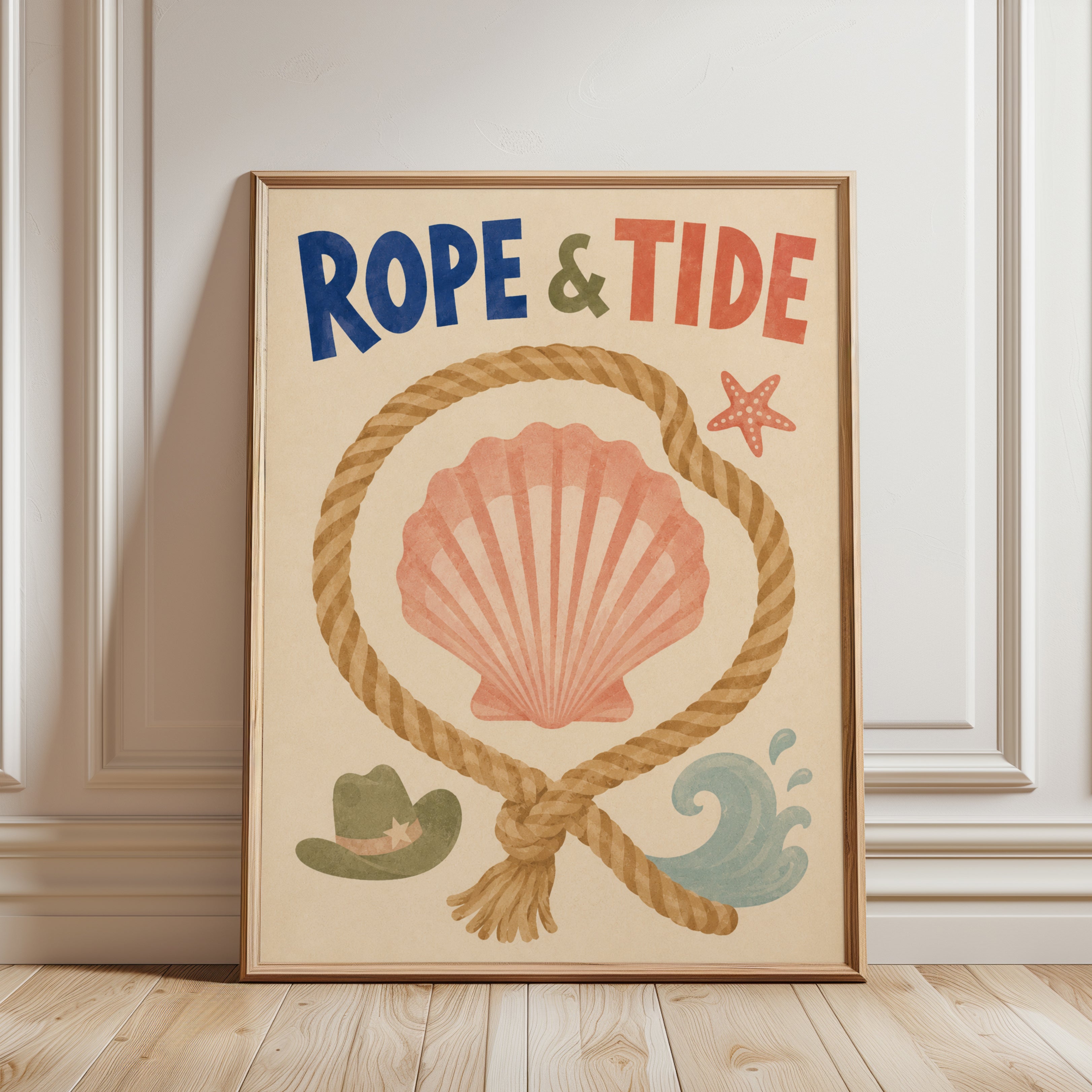 Nautical Wall Art – Rope and Tide Print - framed detail
