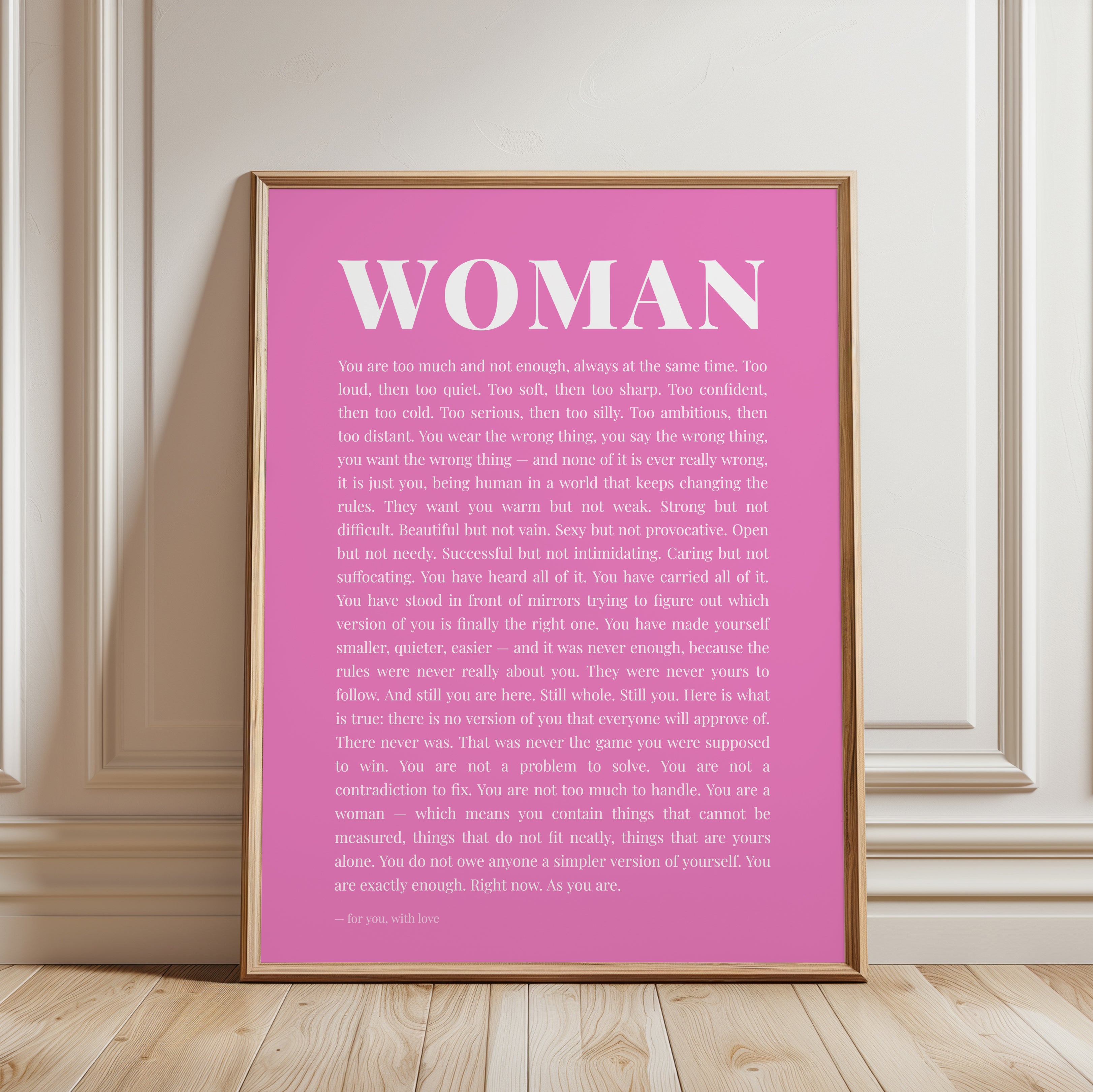 Woman Empowerment Wall Art – Feminist Quote Print - framed detail