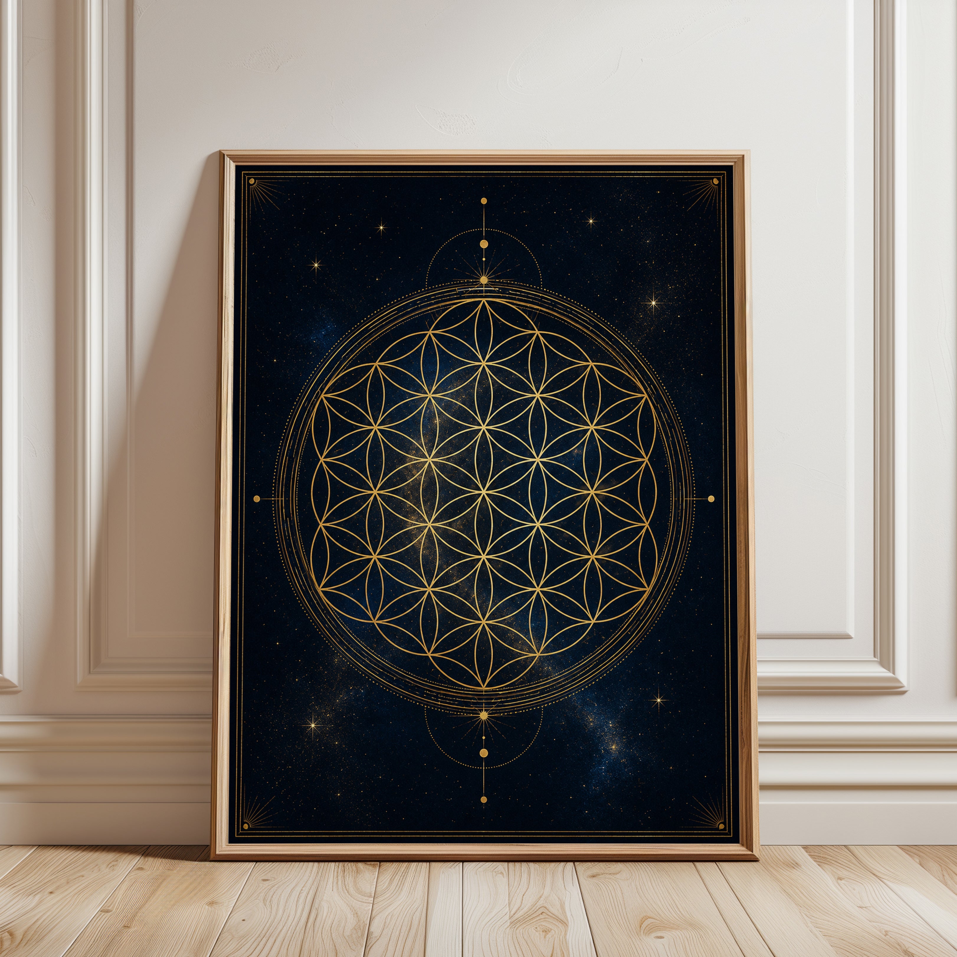 Sacred Geometry Flower of Life Print - framed detail
