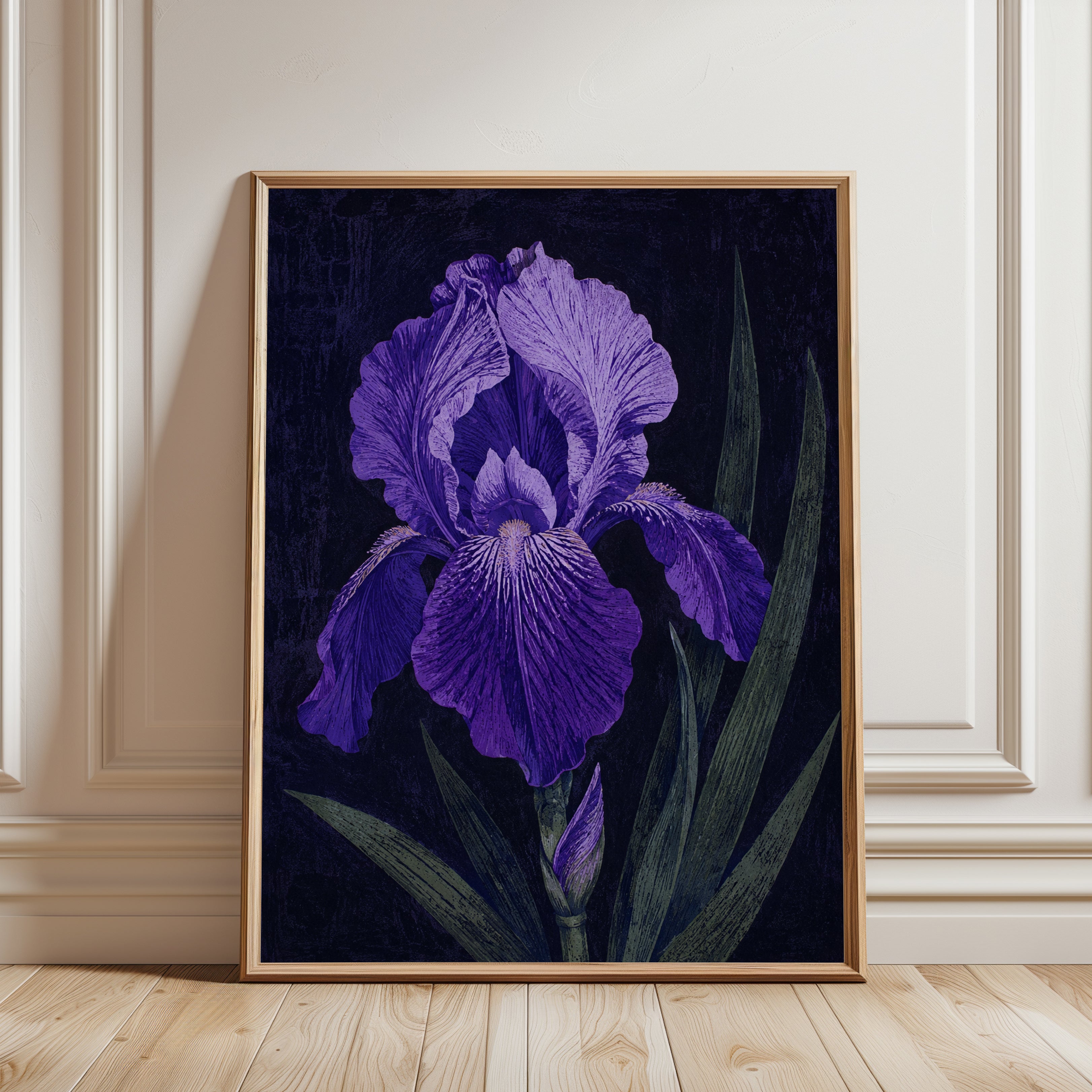 Iris Wall Art – Purple Flower Print - framed detail