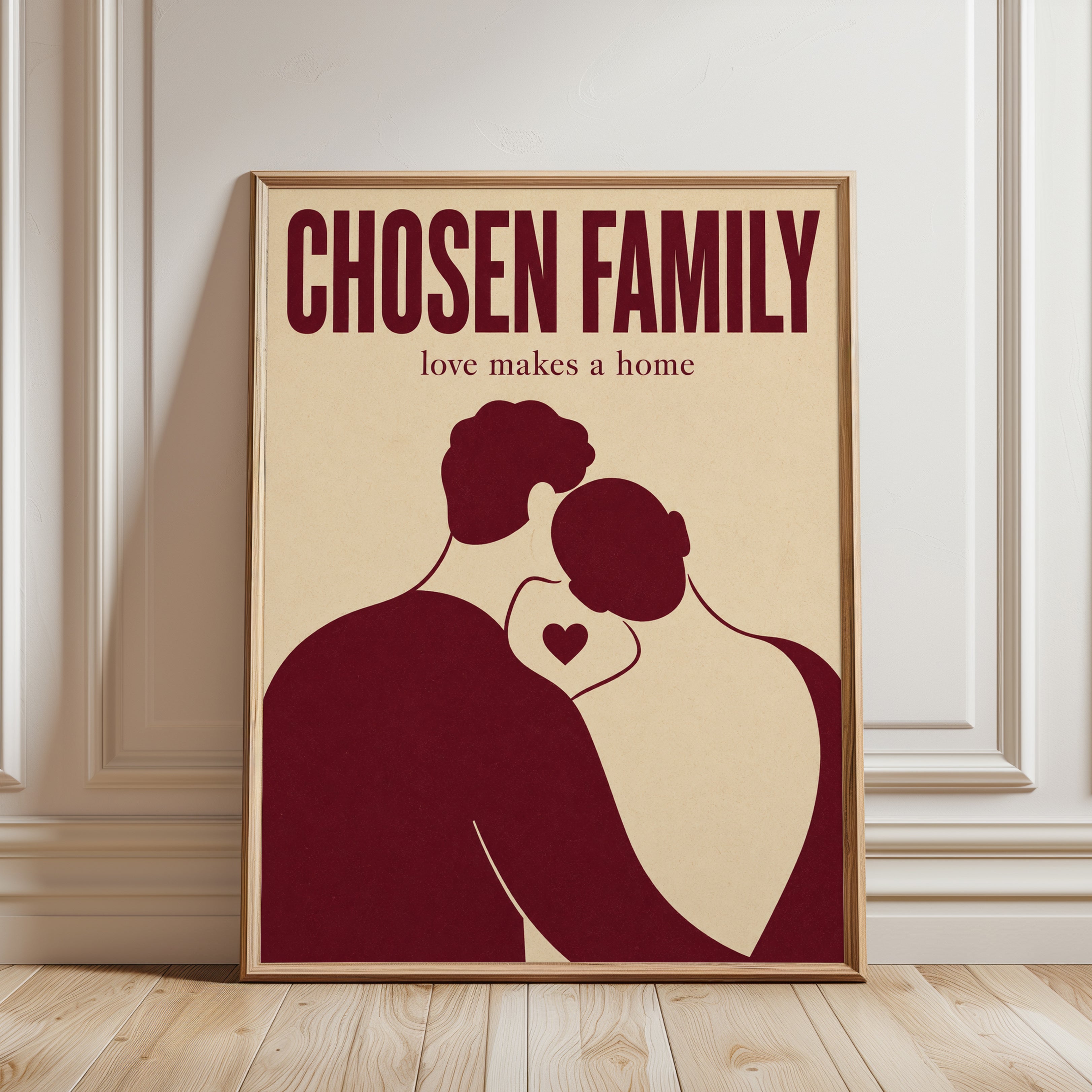 Chosen Family Quote Wall Art - framed detail