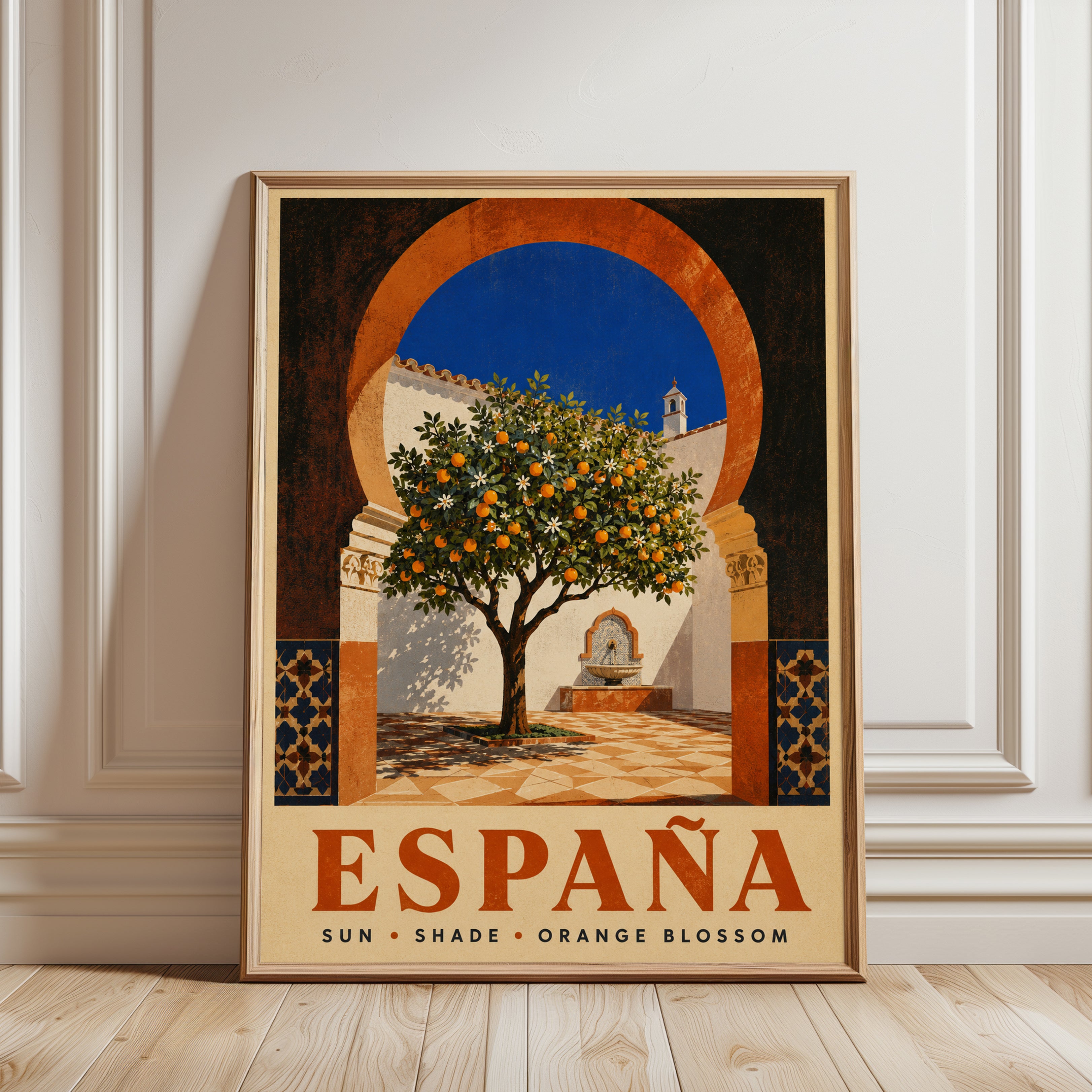 Spain Travel Poster – Vintage Spanish Wall Art - framed detail