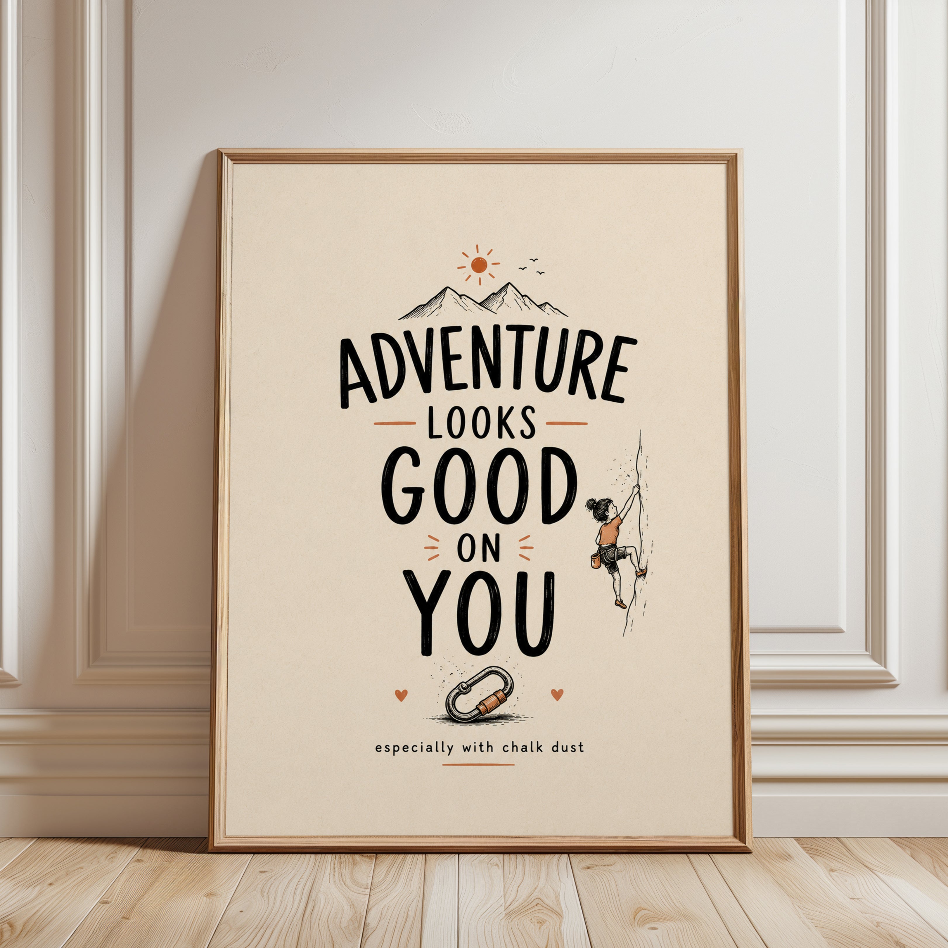Adventure Quote Print – Mountain Wall Art - framed detail