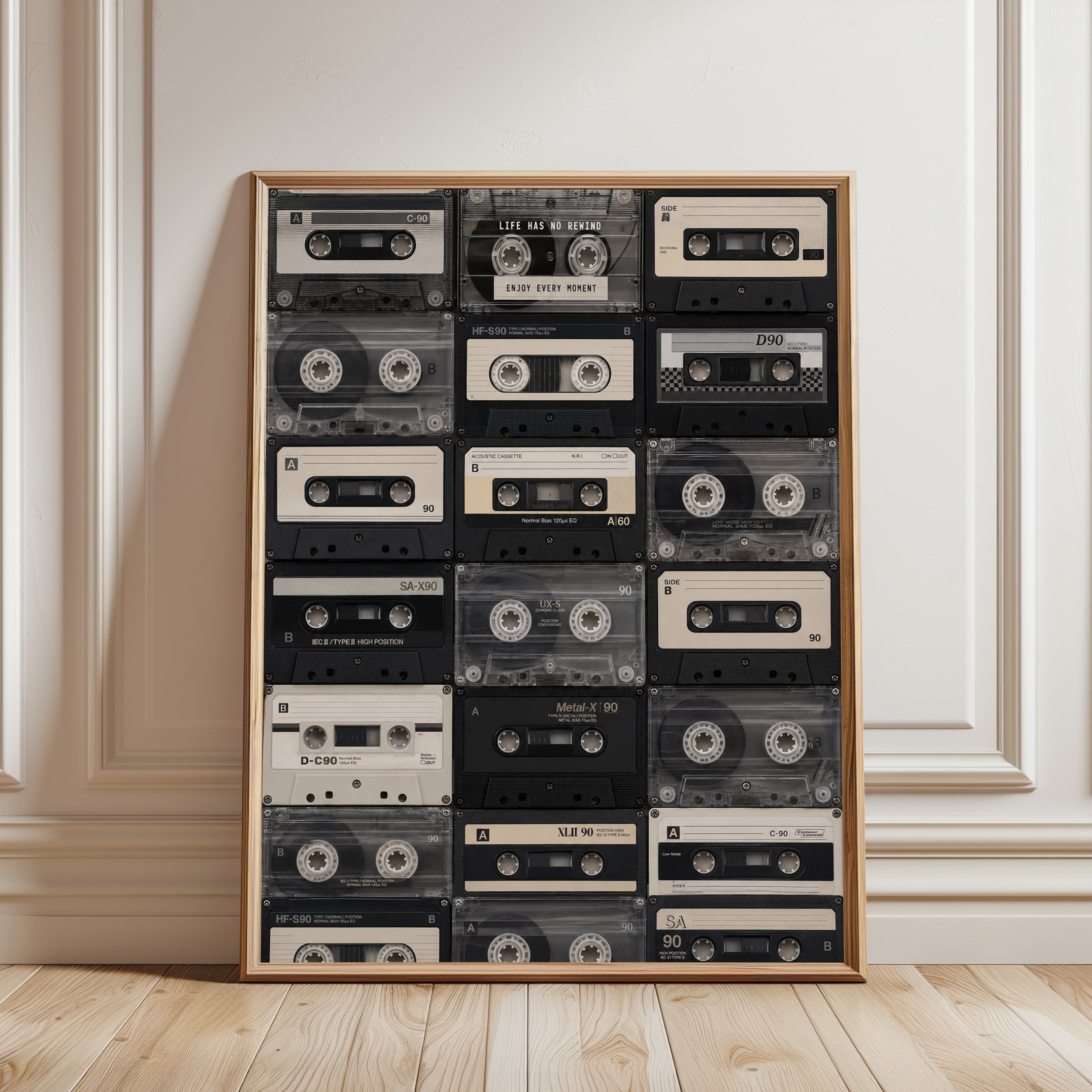 Cassette Tape Collage Print: Retro Music Art (1980s & 1990s Style) - framed detail