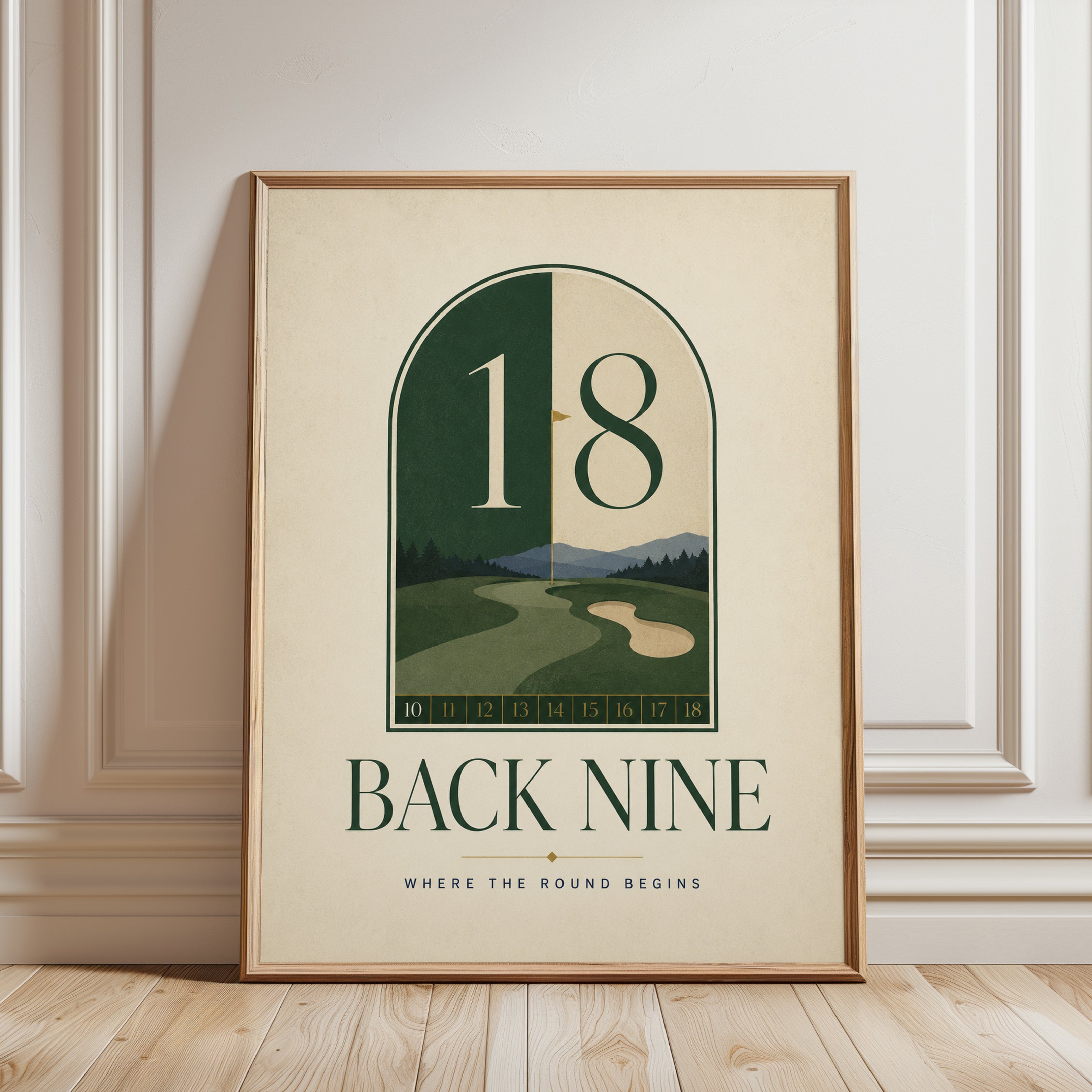 Golf Wall Art – 18th Hole Poster - framed detail