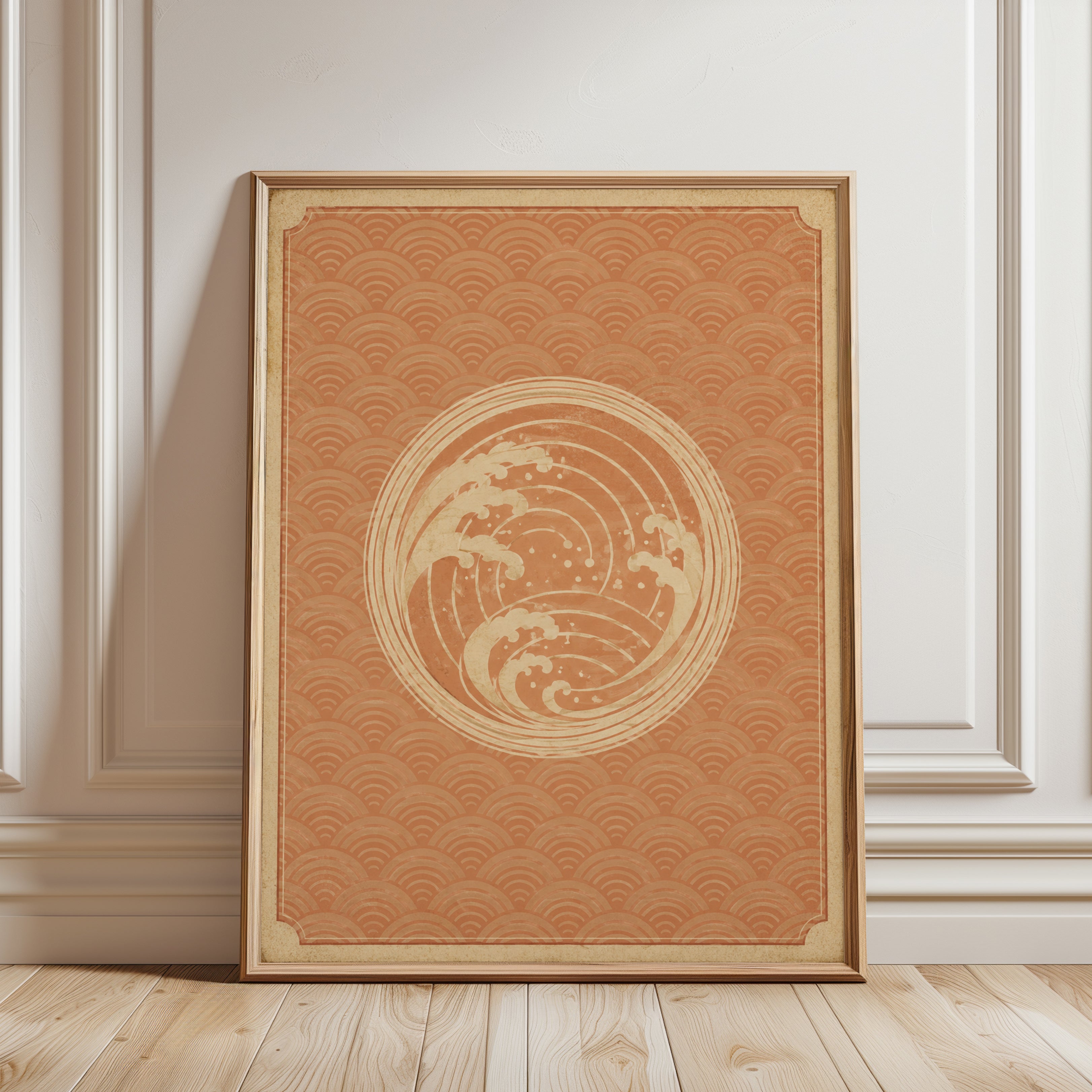 Wave Art Print: Japanese Seigaiha Design - framed detail