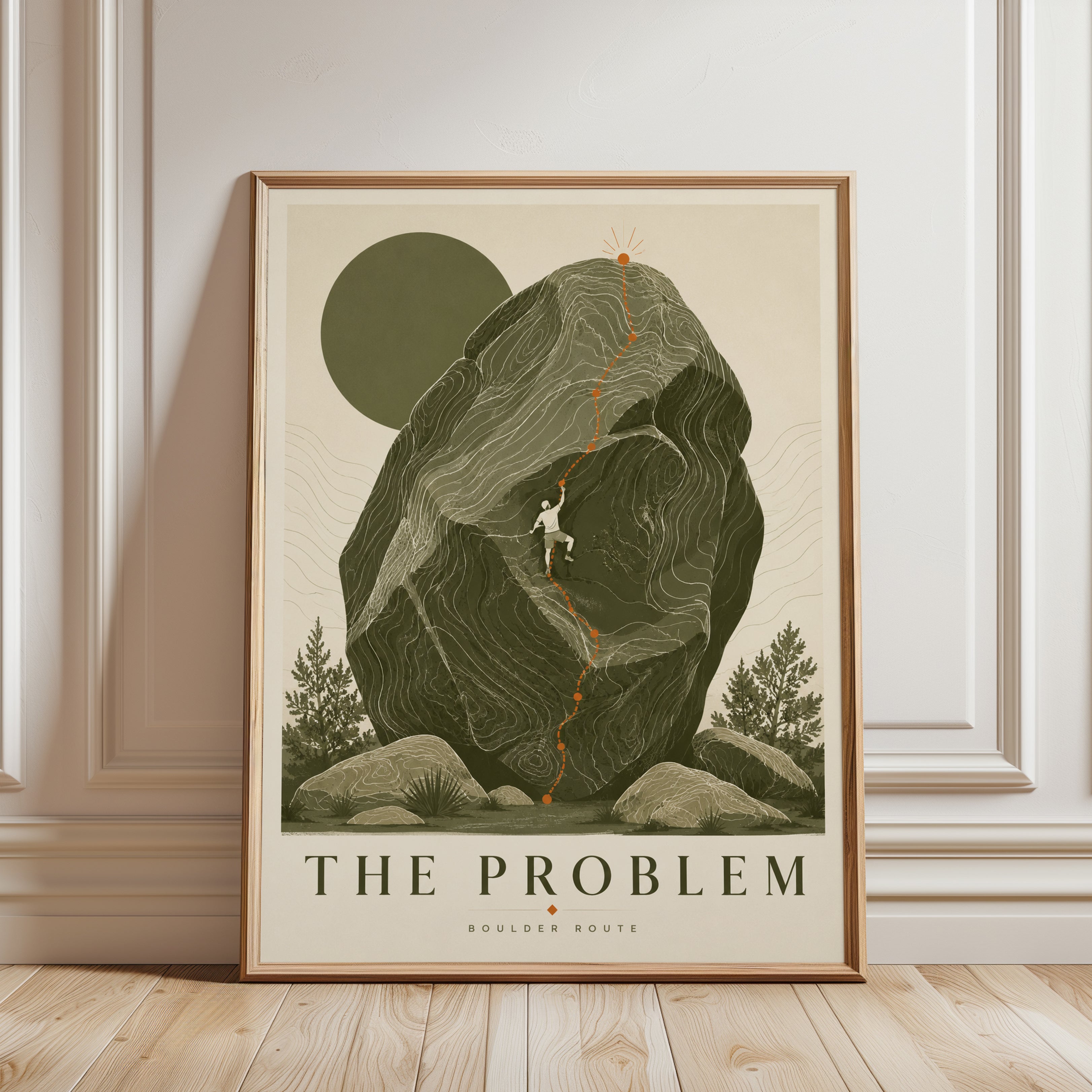 Rock Climbing Wall Art – Mountain Print - framed detail