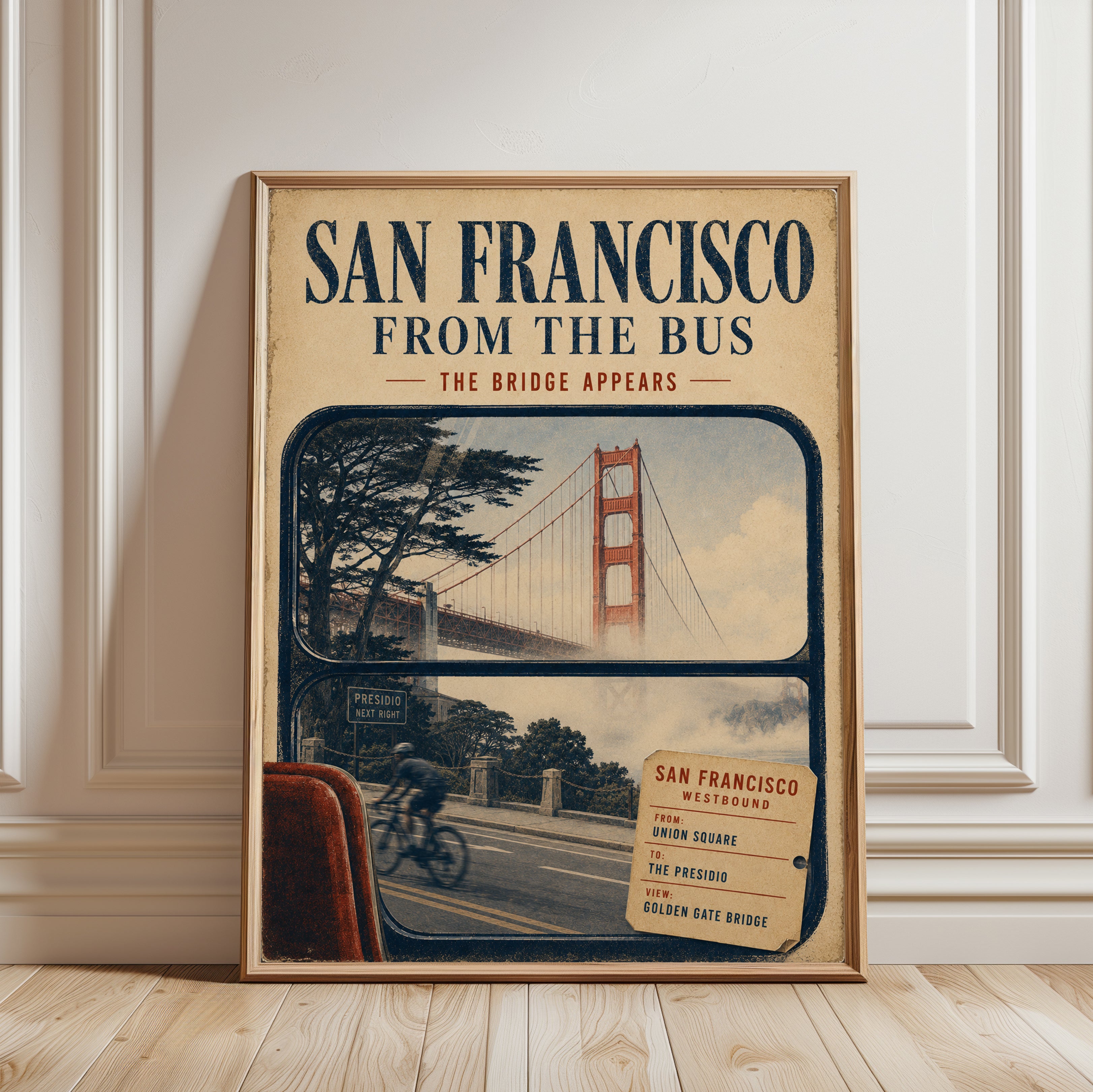 San Francisco Poster – Vintage Travel Print - framed detail