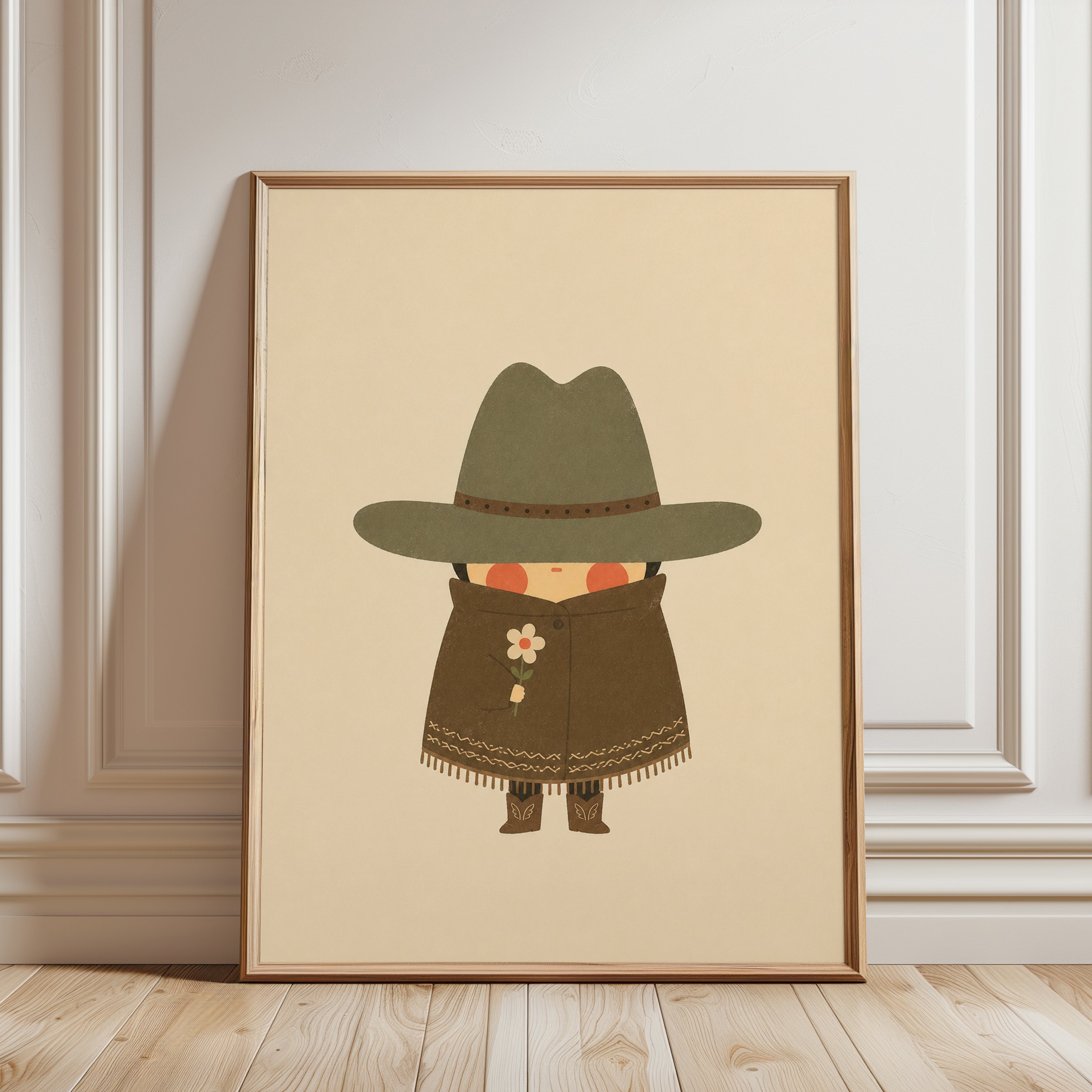 Cowboy Nursery Wall Art – Western Kids Room Decor - framed detail
