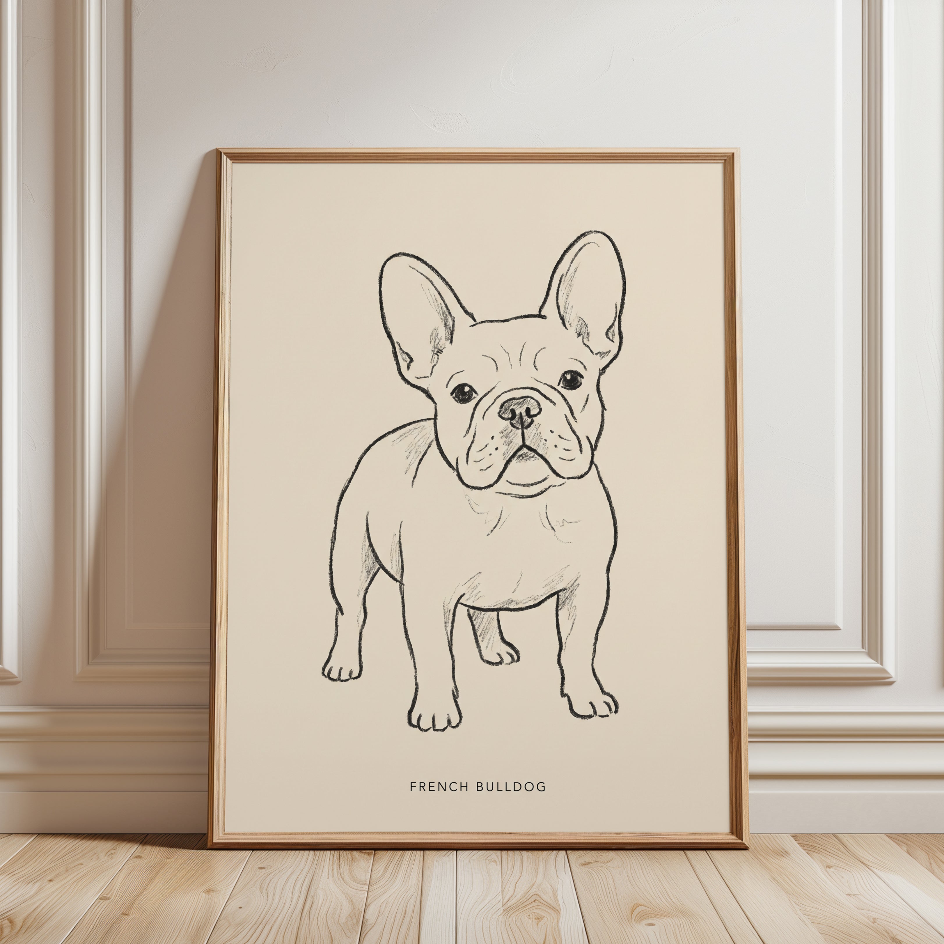 French Bulldog Minimalist Line Art Print — Hand-Drawn Sketch - framed detail