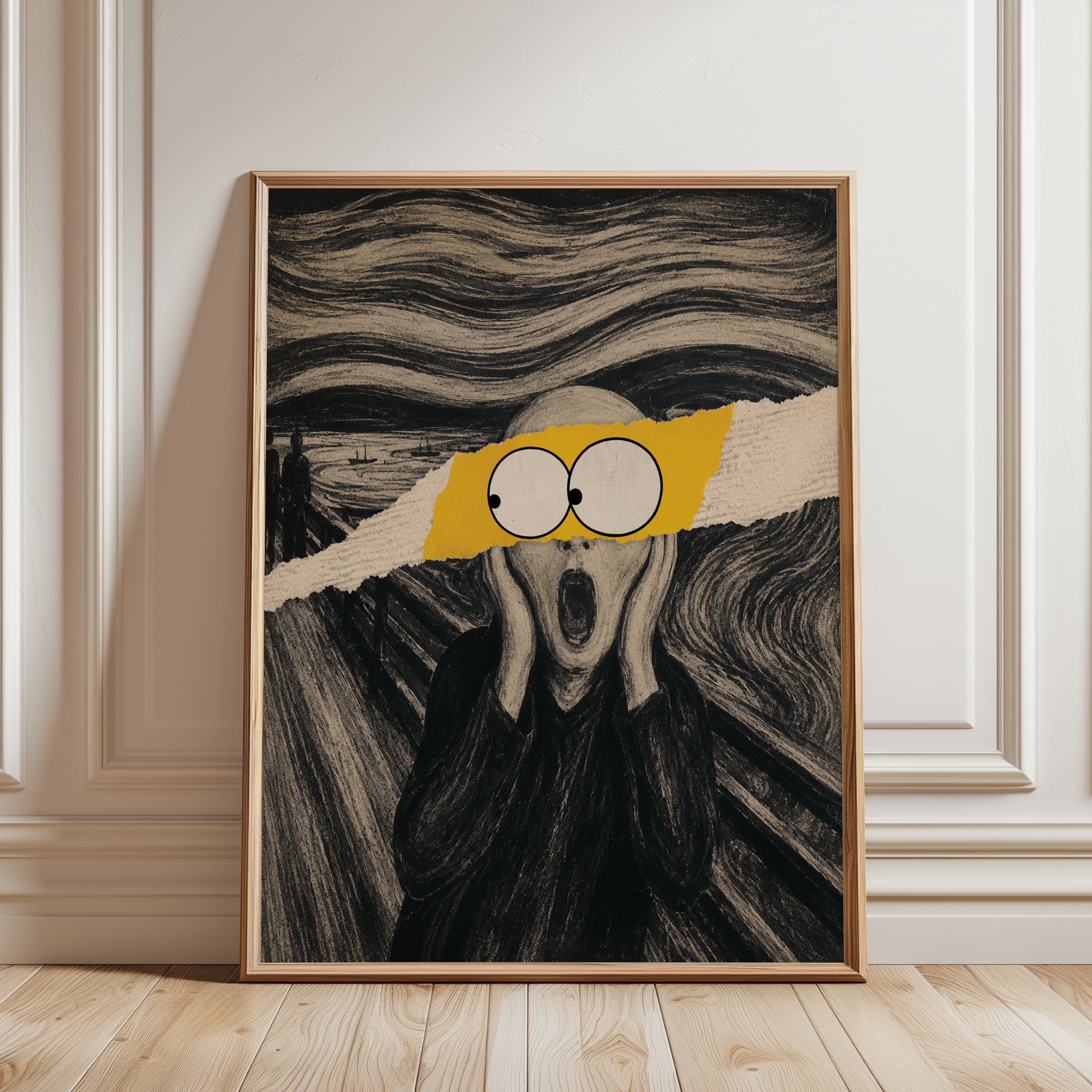 Surrealist Wall Art – Abstract Figure Print - framed detail