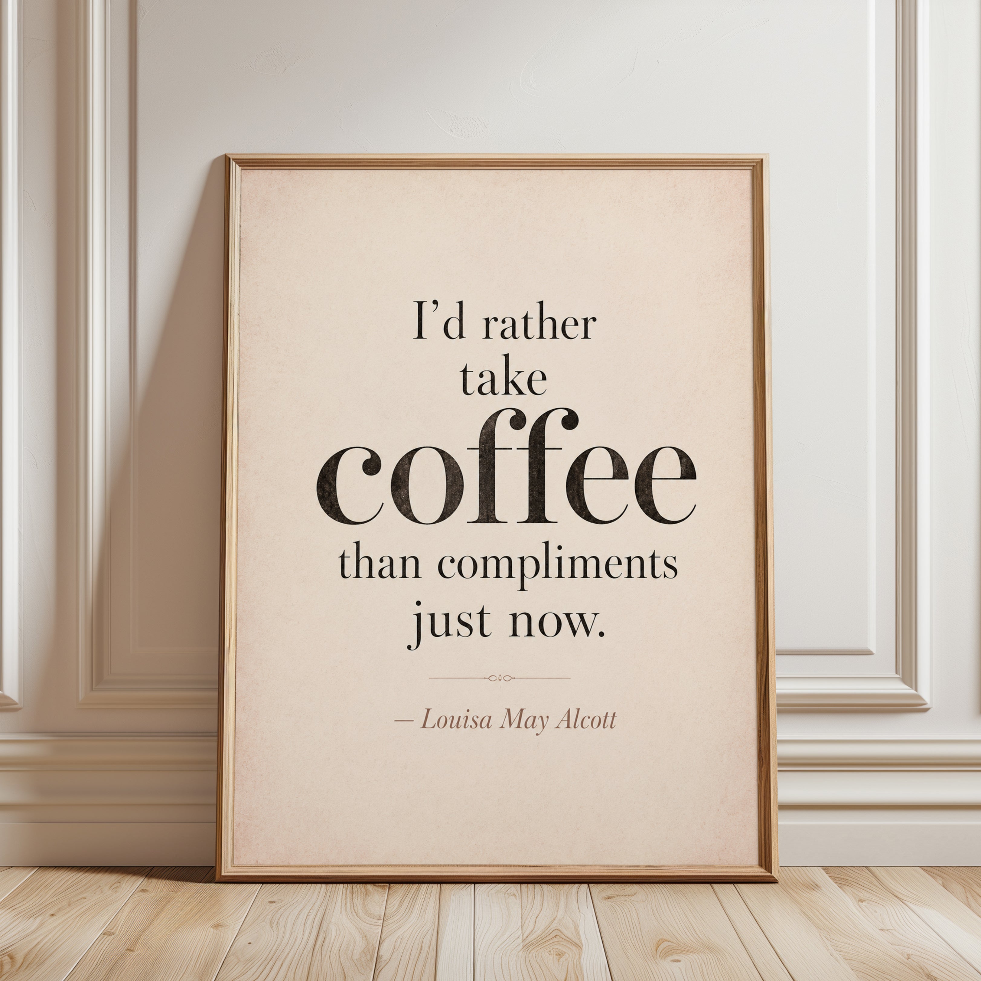 Coffee Quote Print – Kitchen Wall Art - framed detail