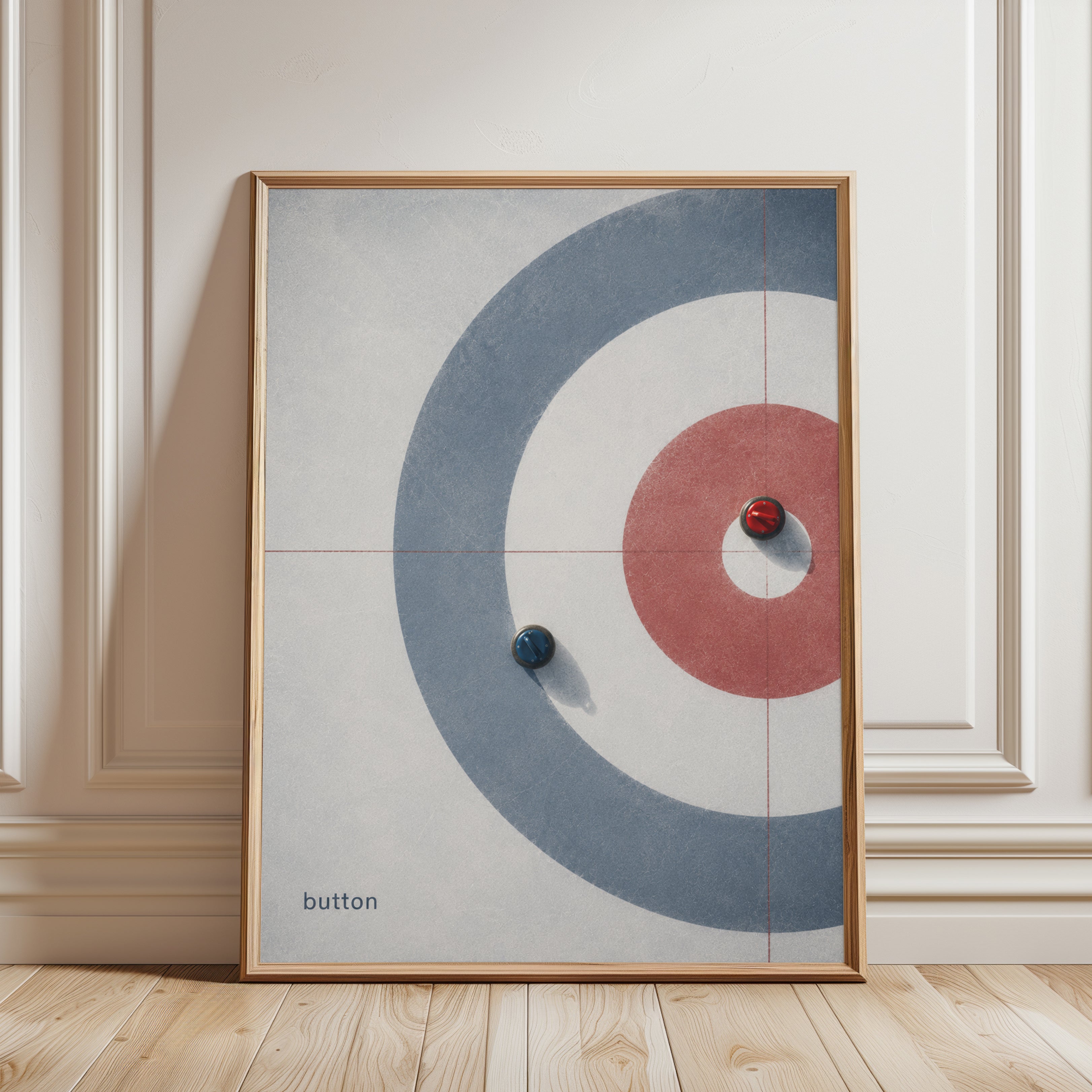 Curling Wall Art – Minimalist Sports Print - framed detail