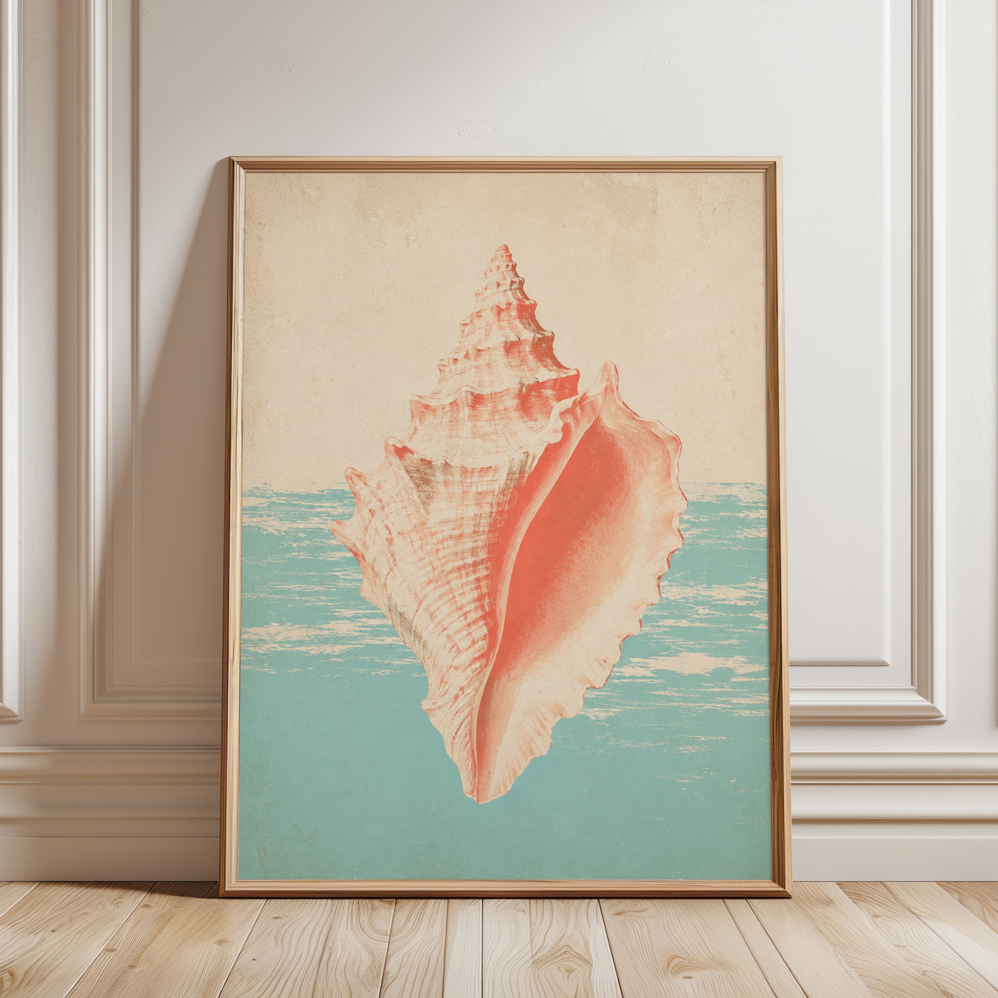 Seashell Wall Art – Coastal Print - framed detail